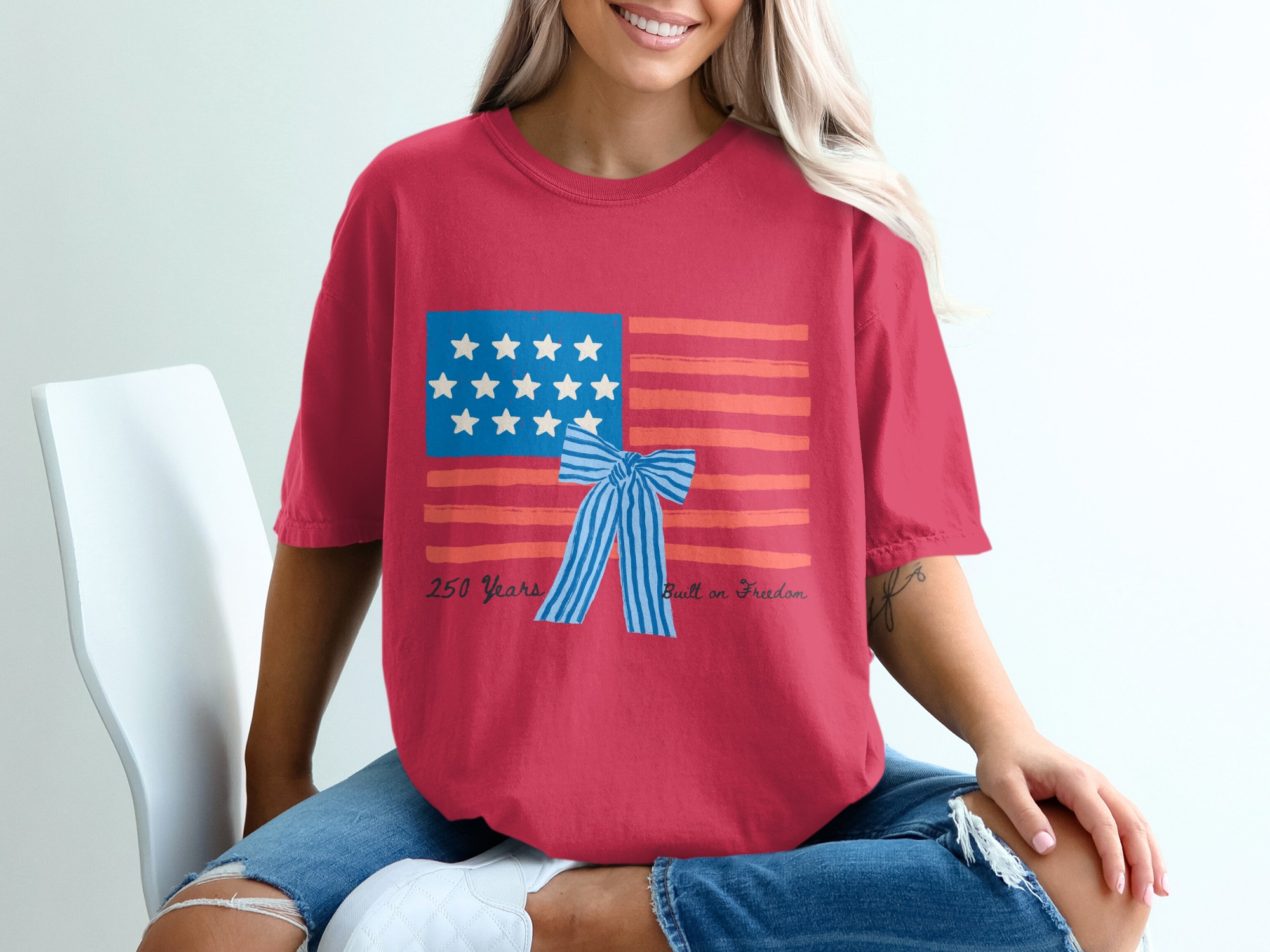250 Years Built on Freedom American Flag T-Shirt, Patriotic Independence Day USA Tee, Heritage Anniversary Shirt Gift - Image 14