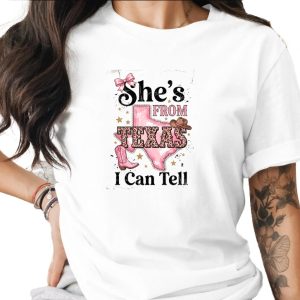 She's From Texas I Can Tell T-Shirt | Pink Leopard Print Texas Tee | Southern Cowgirl Shirt | Texas Pride Gift for Her | Western Style Texas