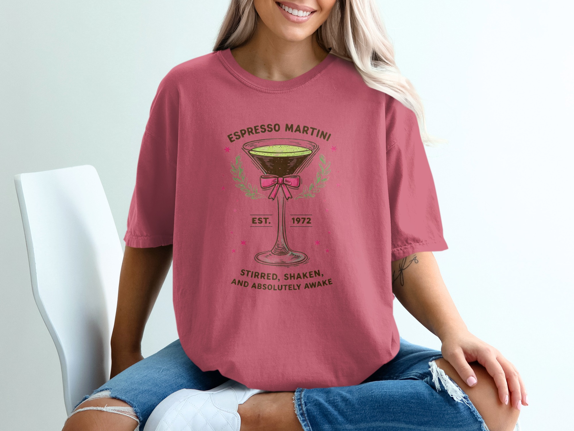 Comfort Colors® Espresso Martini T-Shirt, Retro Cocktail Lover Tee, Est 1972 Drink Shirt, Stirred Shaken Absolutely Awake Coffee Martini - Image 15