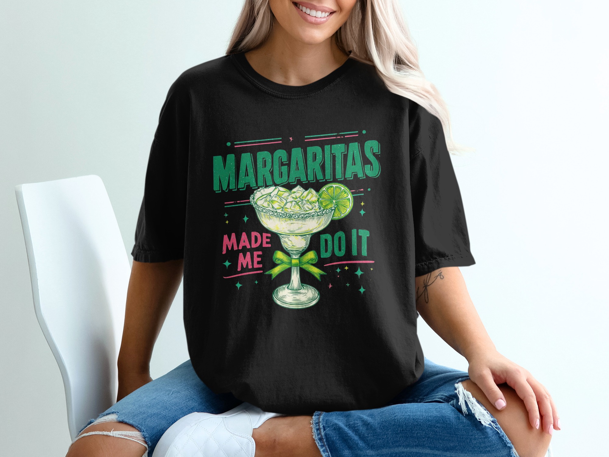Margaritas Made Me Do It T-Shirt, Comfort Colors ® Cocktail Lover Tee, Funny Summer Vacation Shirt, Girls Trip Bachelorette Party Gift - Image 2