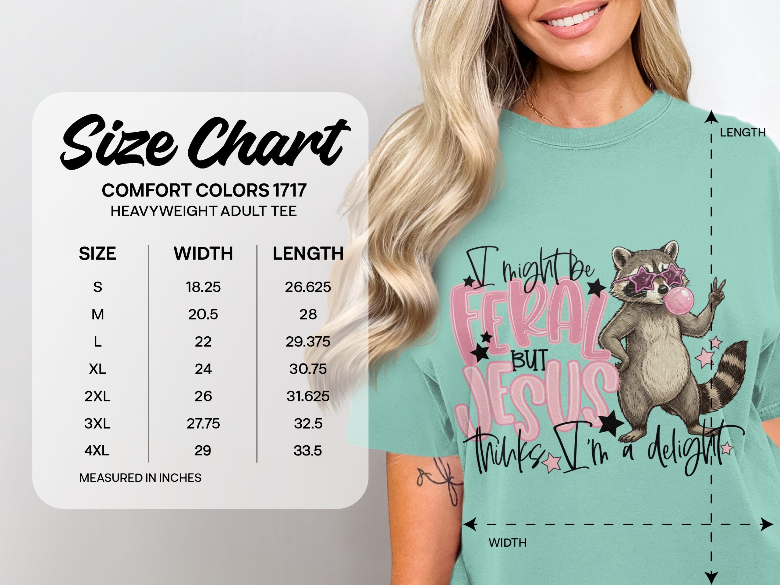 Feral Jesus Delight T-Shirt, Raccoon Graphic Tee, Funny Christian Shirt, Sarcastic Faith Top, Wild Girl Gift, Cute Animal Lover Tee, Quirky - Image 6