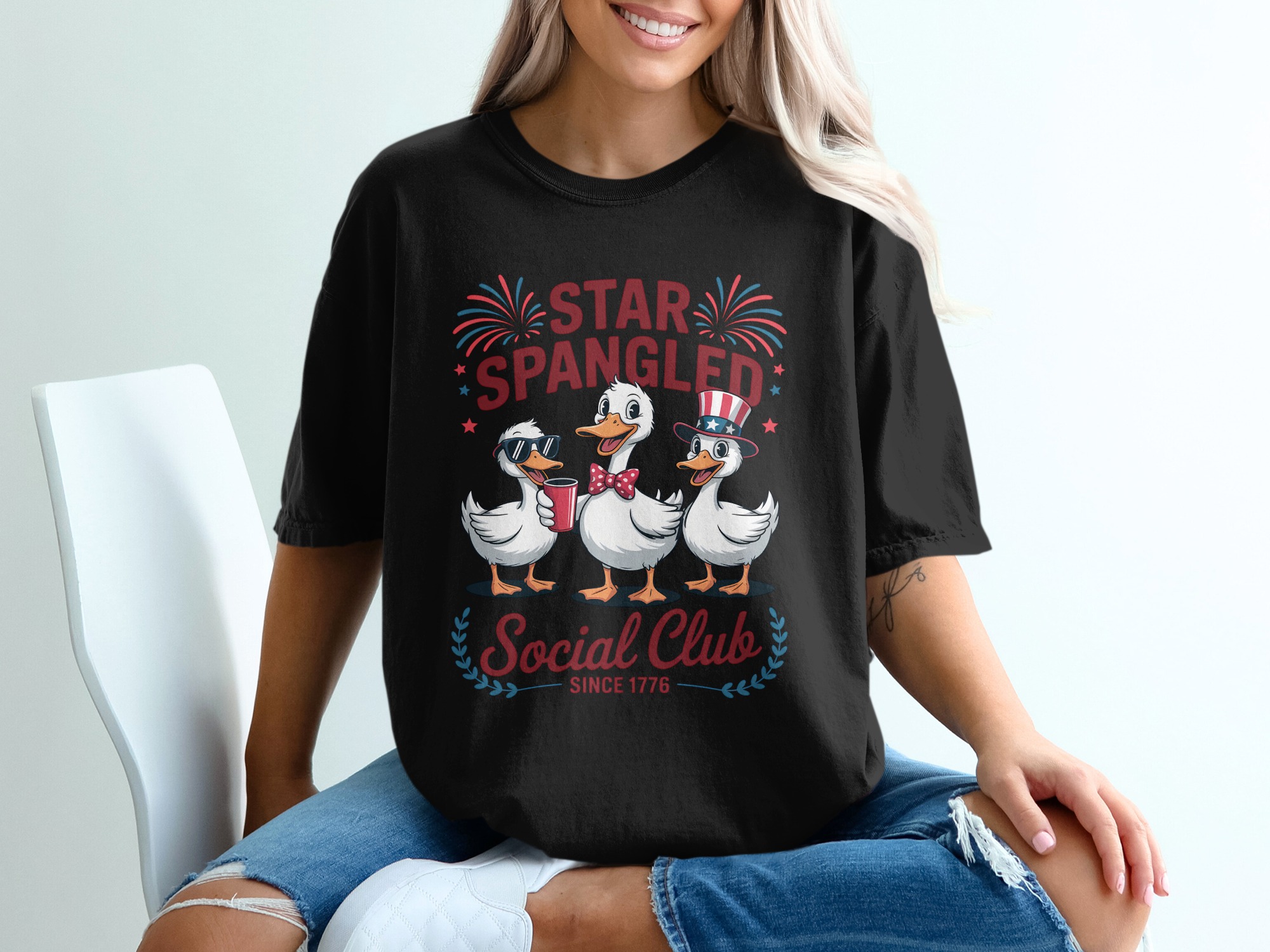 Star Spangled Social Club T-Shirt, Comfort Colors ® Patriotic Duck Tee, Funny 4th of July Americana Shirt, Since 1776 USA Gift - Image 2