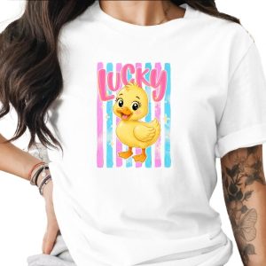 Comfort Colors ® Lucky Duck T-Shirt, Cute Baby Duckling Tee, Kawaii Animal Lover Gift, Whimsical Easter Shirt, New Mom Gift
