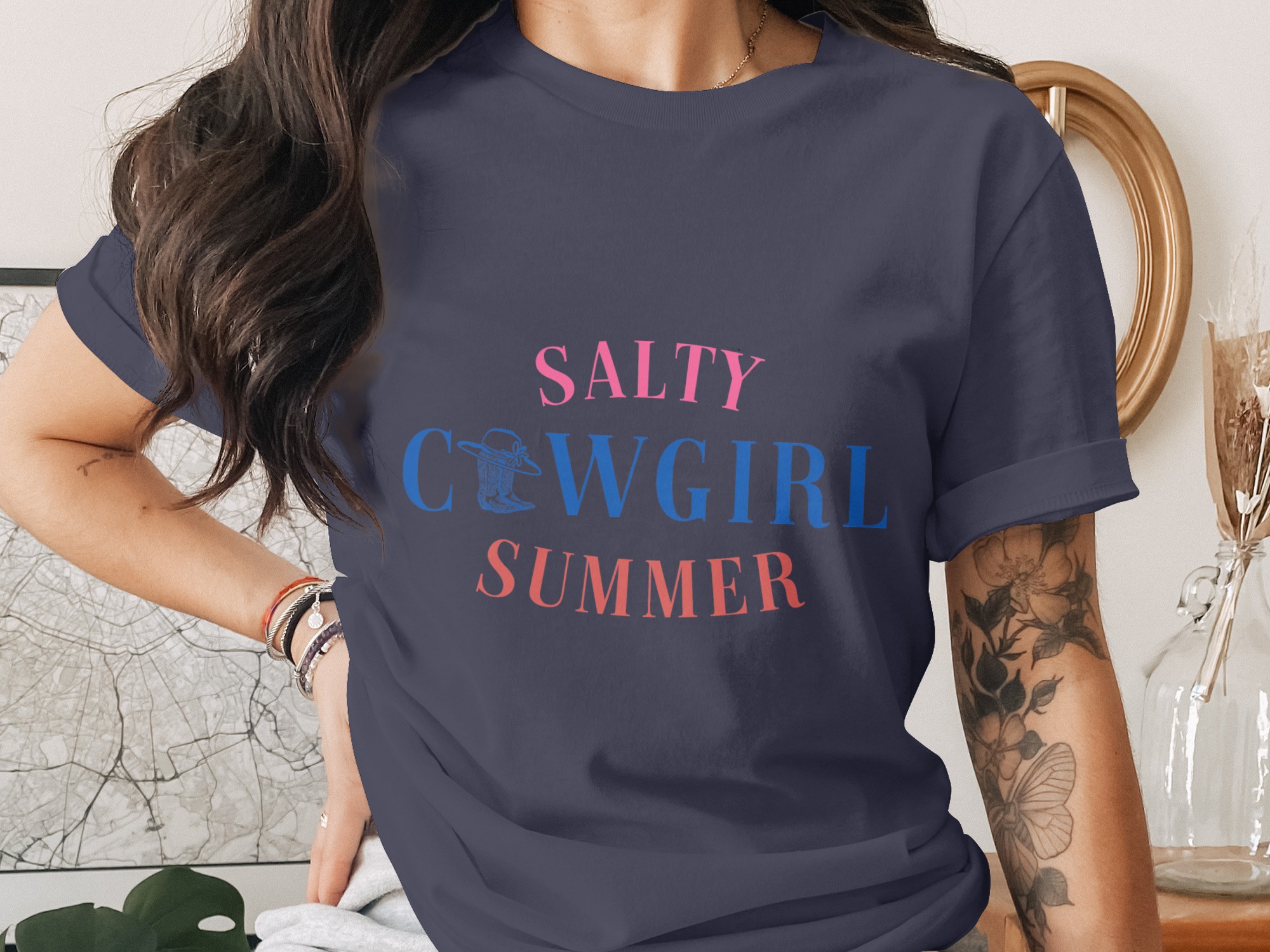 Salty Cowgirl Summer T-Shirt, Western Graphic Tee, Funny Cowgirl Shirt, Beach Vacation Outfit, Rodeo Girl Apparel, Gift for Her - Image 3