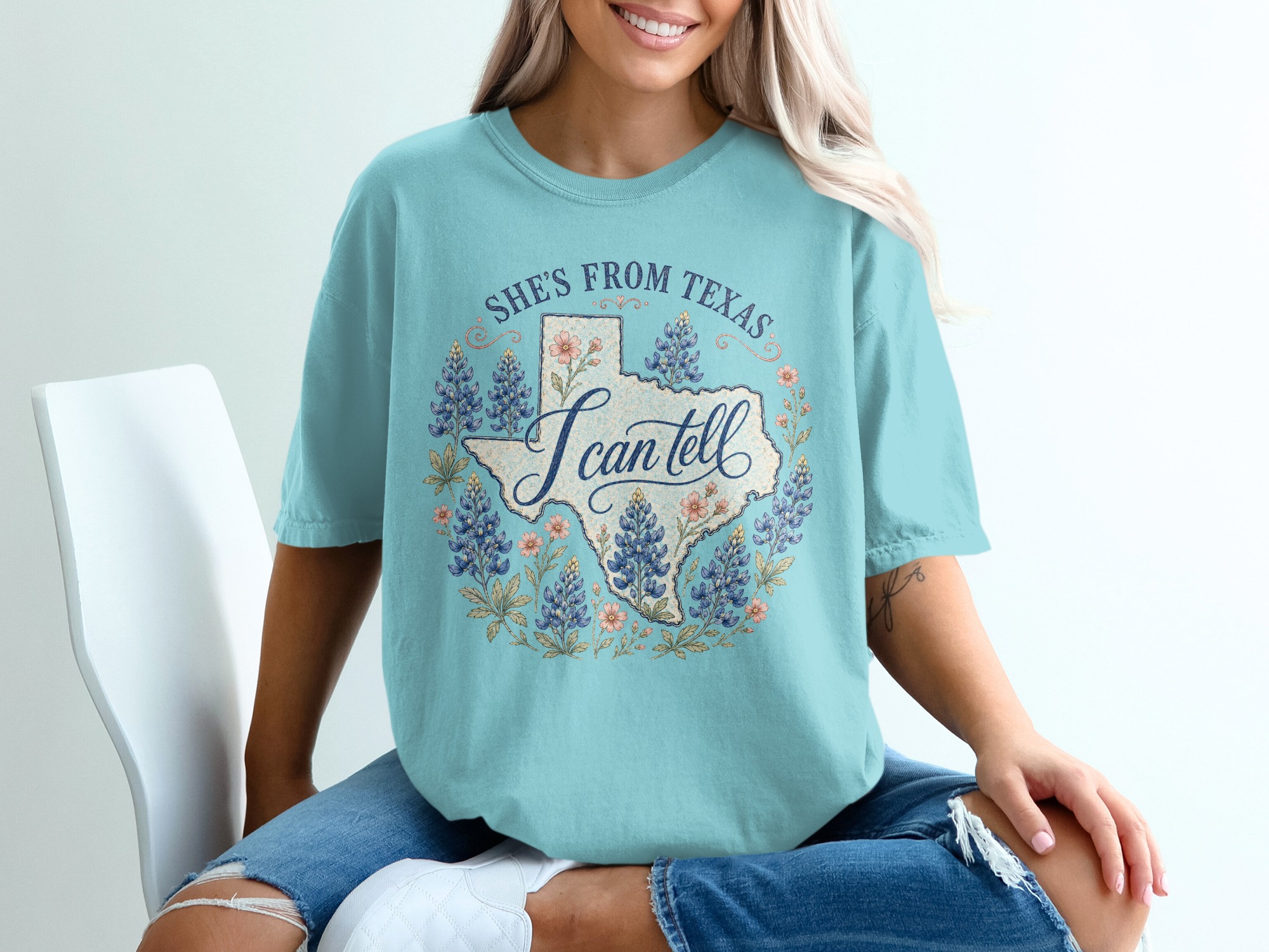 She's From Texas T-Shirt, Bluebonnet Texas State Pride Shirt for Women, Southern Texas Girl Gift, Texas Lover Tee - Image 19