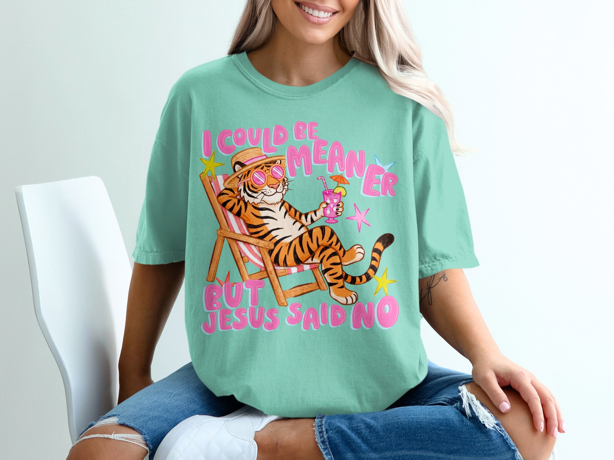 Sarcastic Jesus Said No T-Shirt, Funny Christian Meme Tee, Chill Tiger Vacation Shirt, Witty Faith Humor Gift, Bible Quote Tee - Image 10