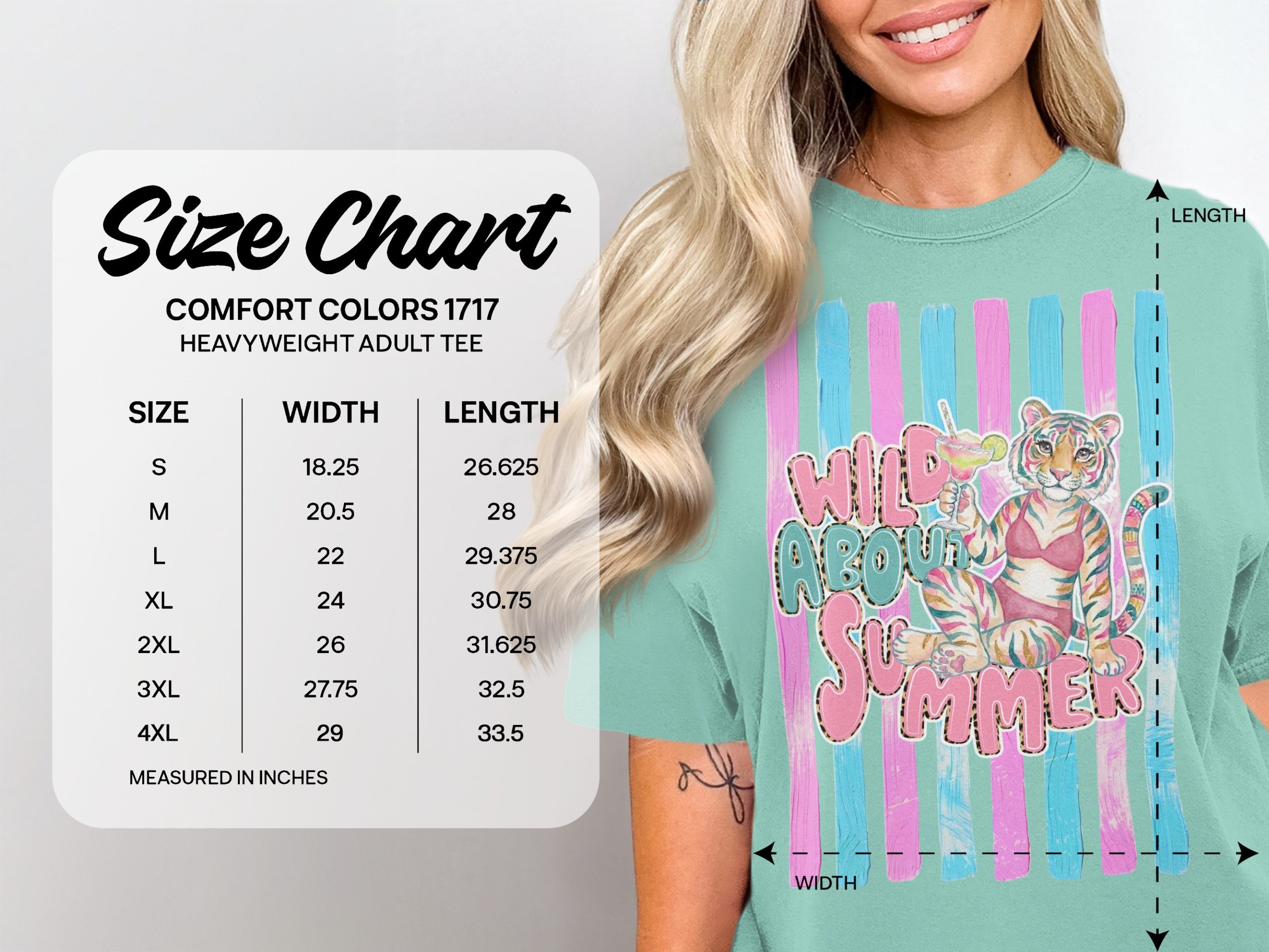 Comfort Colors ® Wild About Summer T-Shirt, Pink Leopard Print Tiger Margarita Tee, Watercolor Summer Vacation Shirt, Trendy Beach Party Top - Image 6