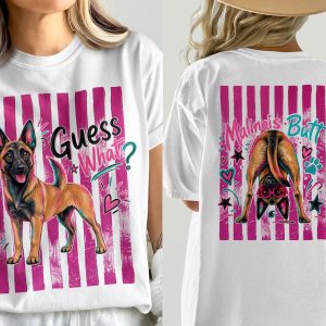 Malinois Dog T-Shirt, Comfort Colors 1717® Funny Belgian Malinois Butt Front and Back Design, Dog Mom Gift, Pet Lover Tee