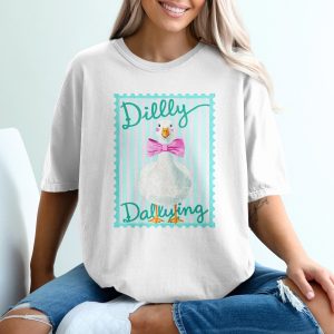 Dilly Dallying Goose T-Shirt, Comfort Colors ® Cute Whimsical Duck Tee, Funny Animal Lover Gift, Cottagecore Pastel Stripe Graphic Shirt