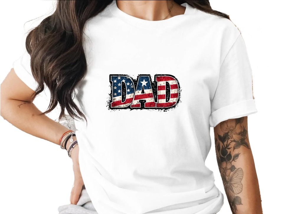 Comfort Colors® Dad T-Shirt, Patriotic American Flag Dad Shirt, Father's Day Gift, Distressed Flag Tee, Fourth of July, Gift for Papa