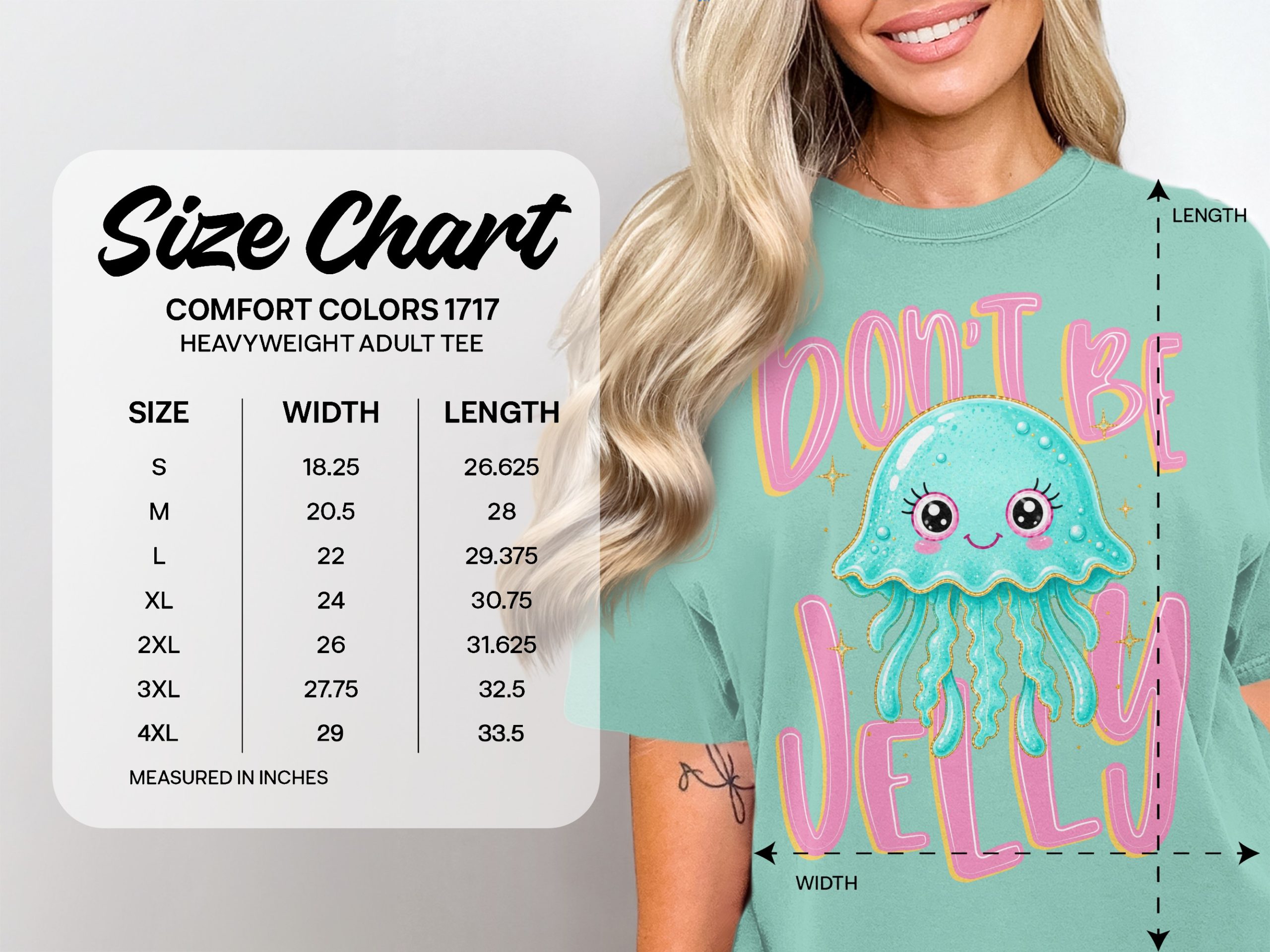 Don't Be Jelly T-Shirt, Cute Jellyfish Shirt, Kawaii Ocean Pun Tee, Faux Glitter Effect Sea Animal Top, Funny Beach Vibe Tee, Gift for Her - Image 4