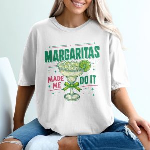 Margaritas Made Me Do It T-Shirt, Comfort Colors ® Cocktail Lover Tee, Funny Summer Vacation Shirt, Girls Trip Bachelorette Party Gift