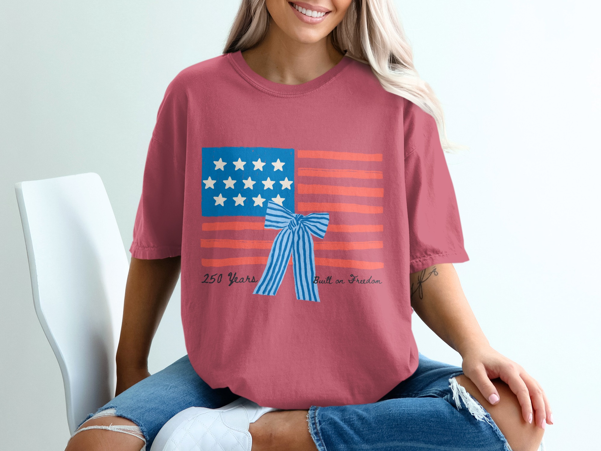 250 Years Built on Freedom American Flag T-Shirt, Patriotic Independence Day USA Tee, Heritage Anniversary Shirt Gift - Image 15