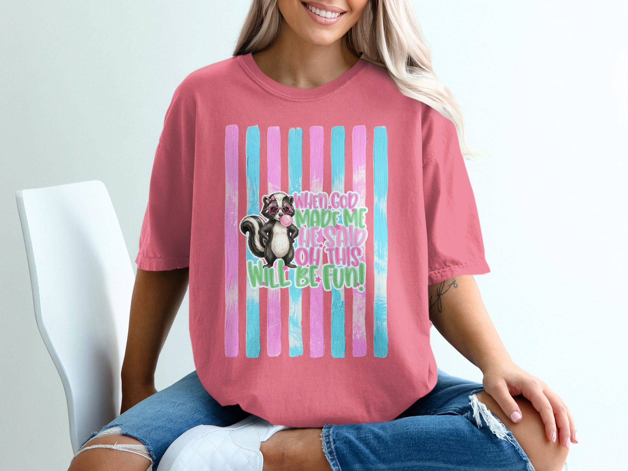 Comfort Colors ® Sassy Skunk T-Shirt, Funny Animal Quote Tee, Bubblegum Star Glasses, Cute Skunk Lover Gift, Whimsical Graphic Shirt - Image 16