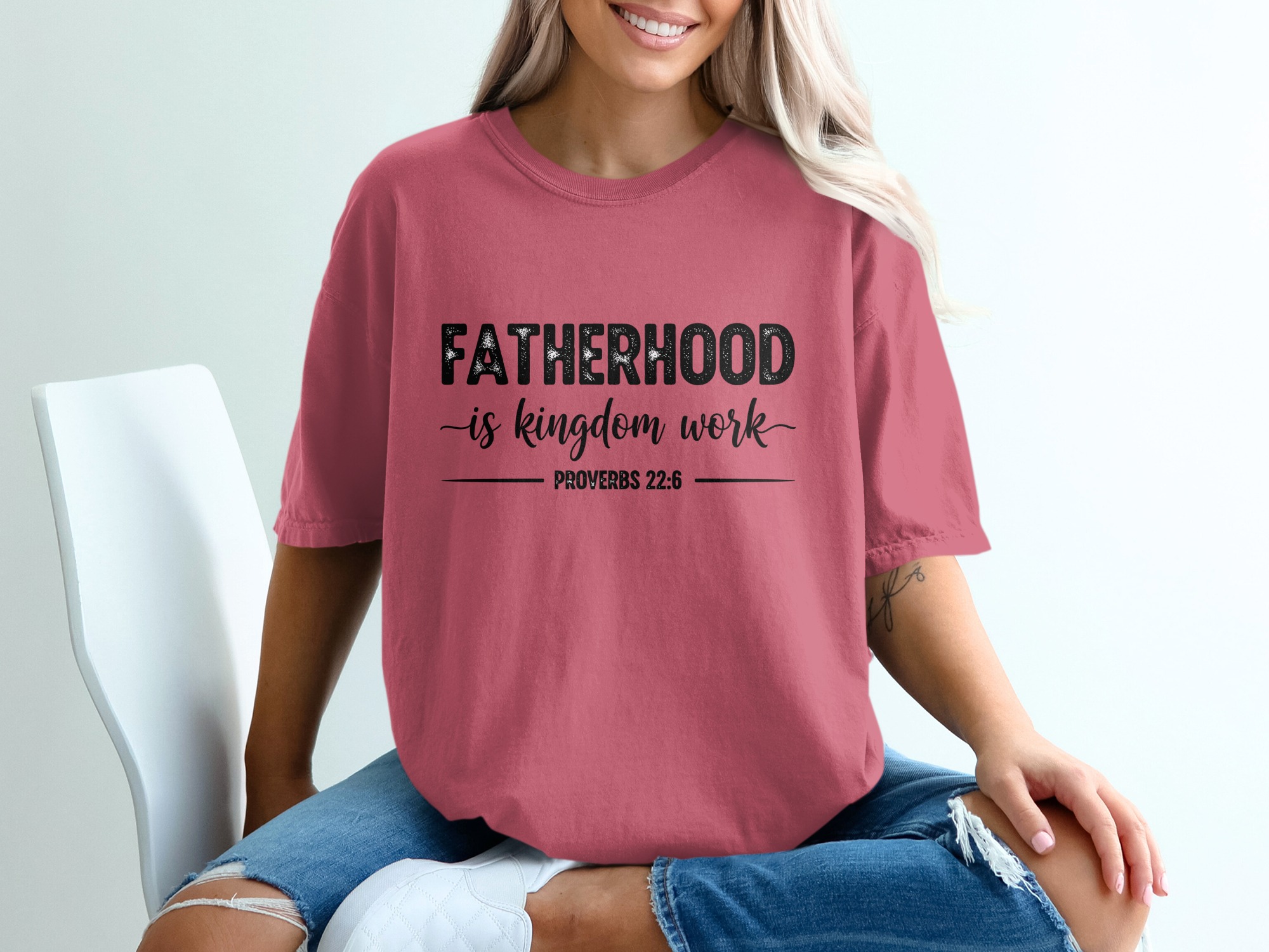 Comfort Colors® Fatherhood is Kingdom Work T-Shirt, Christian Dad Gift, Proverbs 22:6 Scripture Tee, Faith Apparel, Gift for Him, Father's - Image 15