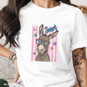 Smart Donkey T-Shirt, Nerdy Animal Graphic Tee, Witty Student Teacher Gift, Funny Book Lover Shirt, Intellectual Humor Top