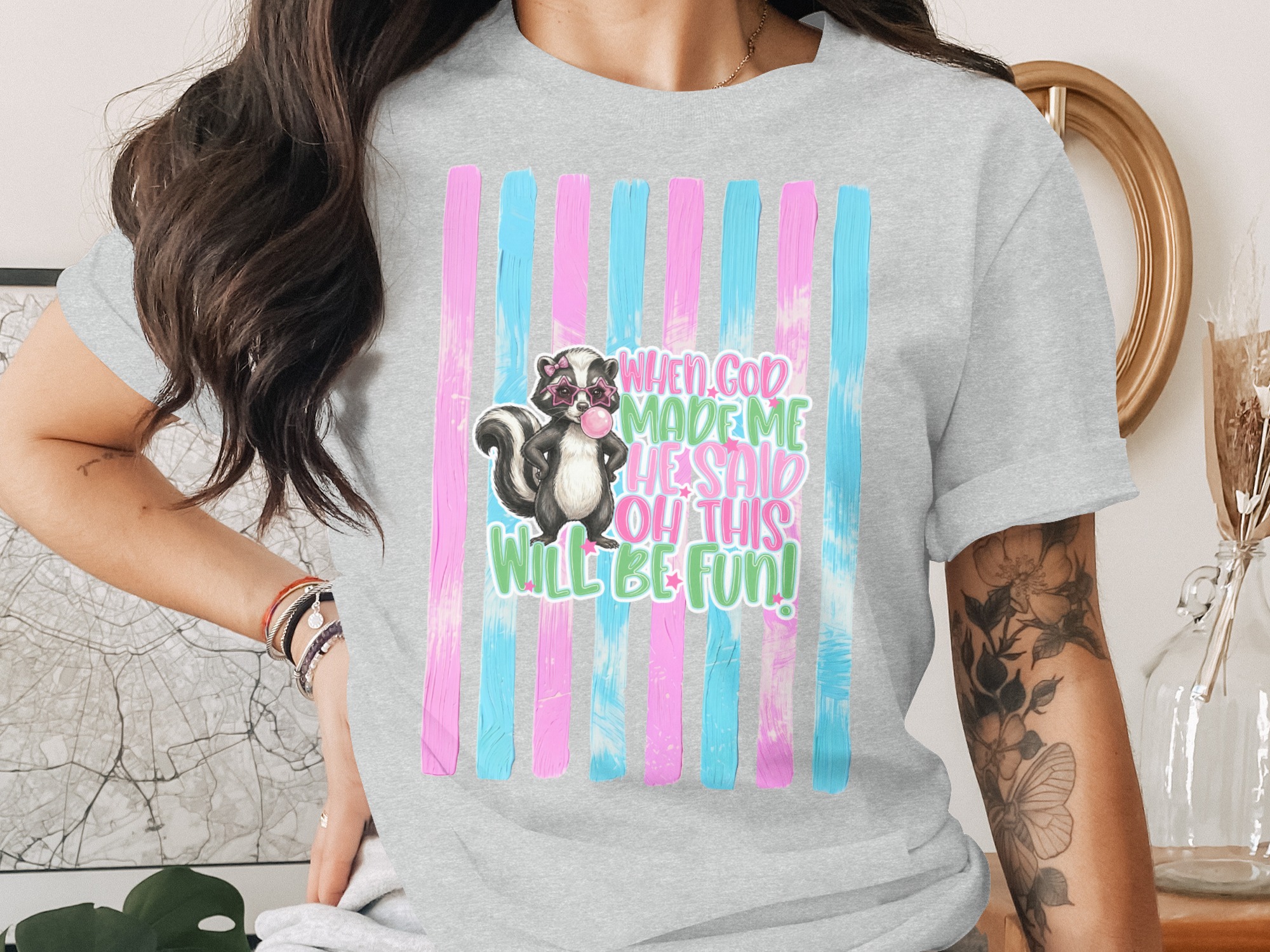 Comfort Colors ® Sassy Skunk T-Shirt, Funny Animal Quote Tee, Bubblegum Star Glasses, Cute Skunk Lover Gift, Whimsical Graphic Shirt - Image 2