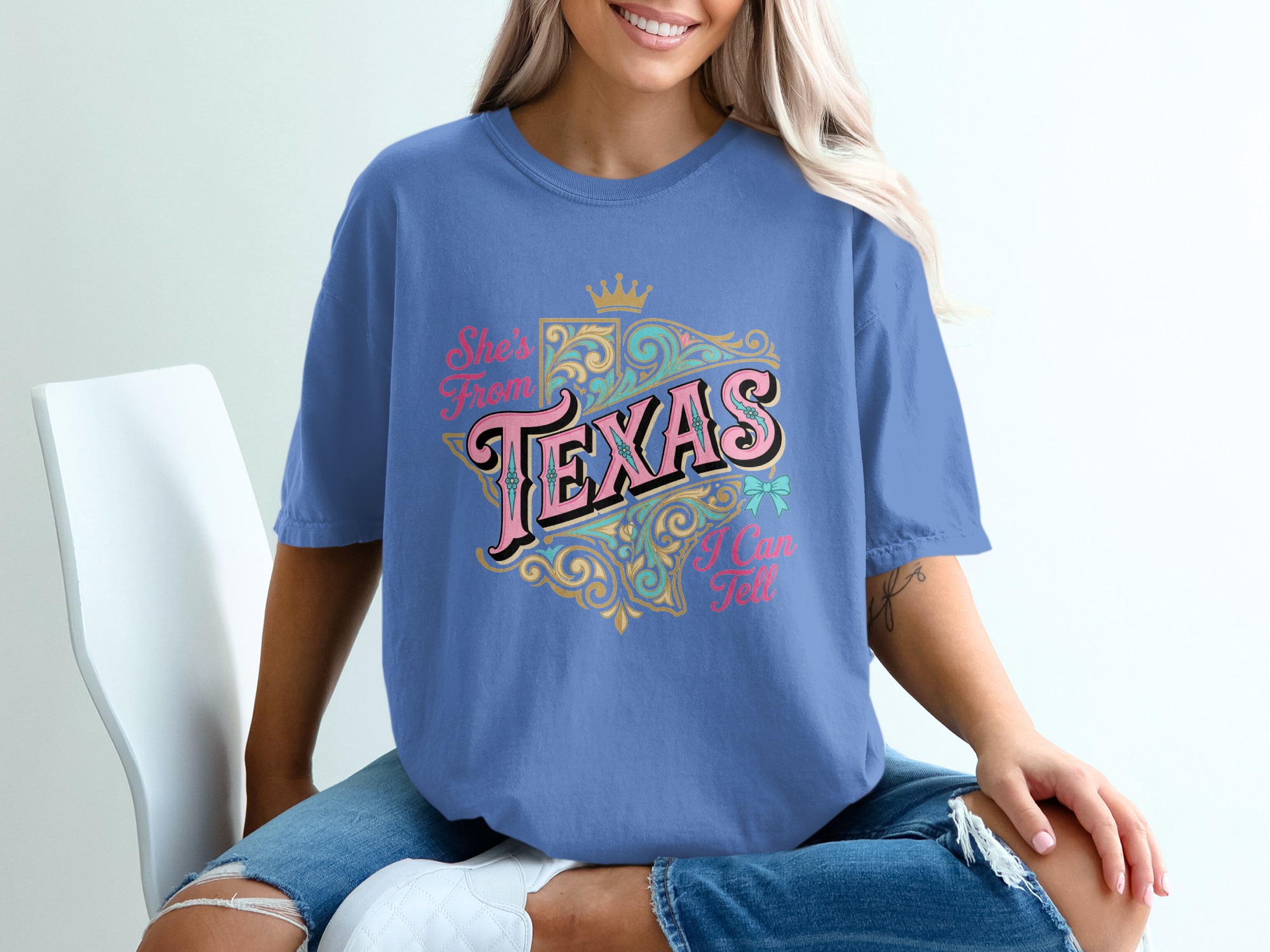 Texas T-Shirt She's From Texas I Can Tell Tee, Southern Belle Texas Shirt, Cute Western Style Texas Girl Gift, State Pride Top, Texas Crown - Image 20