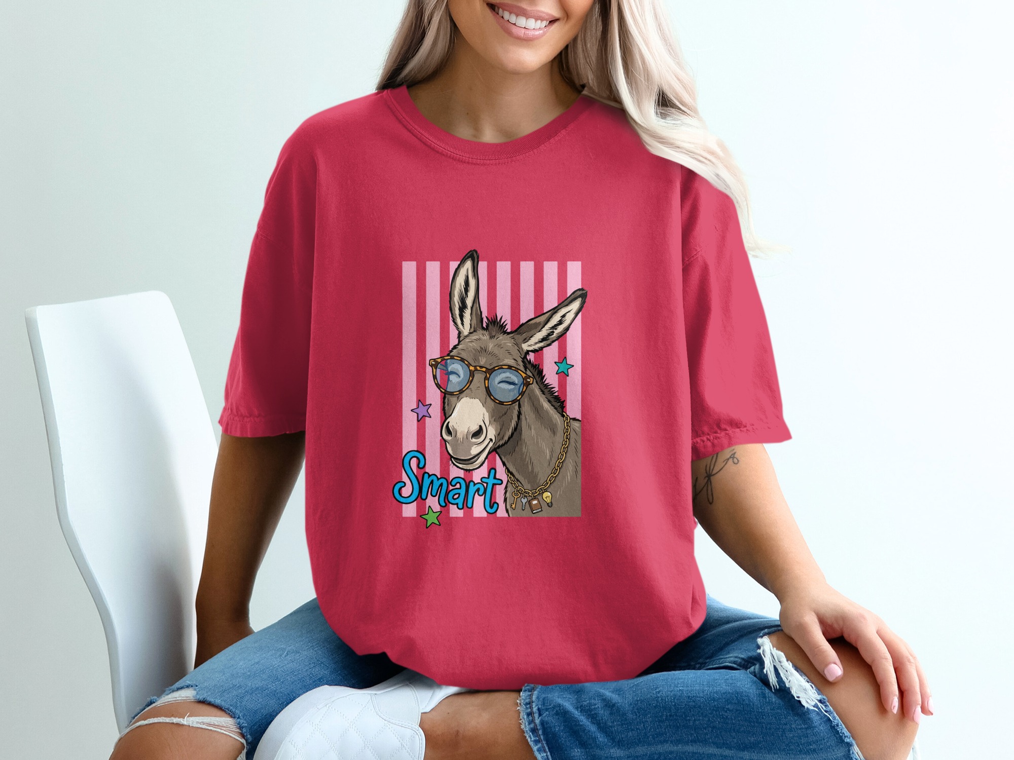 Comfort Colors® Smart Donkey T-Shirt, Funny Animal Tee, Cute Donkey with Glasses Shirt, Humorous Graphic Apparel, Quirky Gift Idea - Image 14