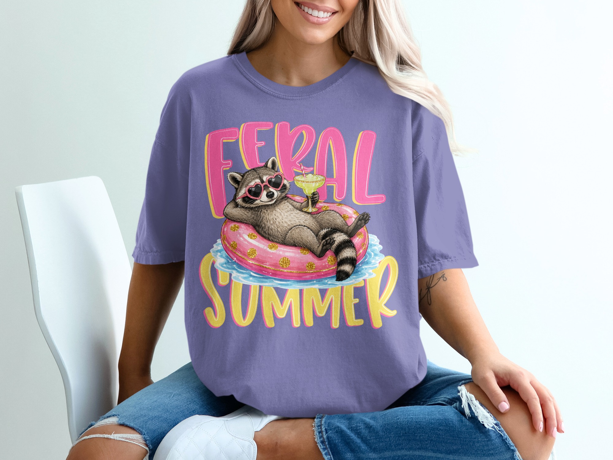 Feral Summer Raccoon T-Shirt, Funny Animal Lover Tee, Vacation Mode Shirt, Unbothered Raccoon Gift for Her, Cute Graphic Top - Image 13