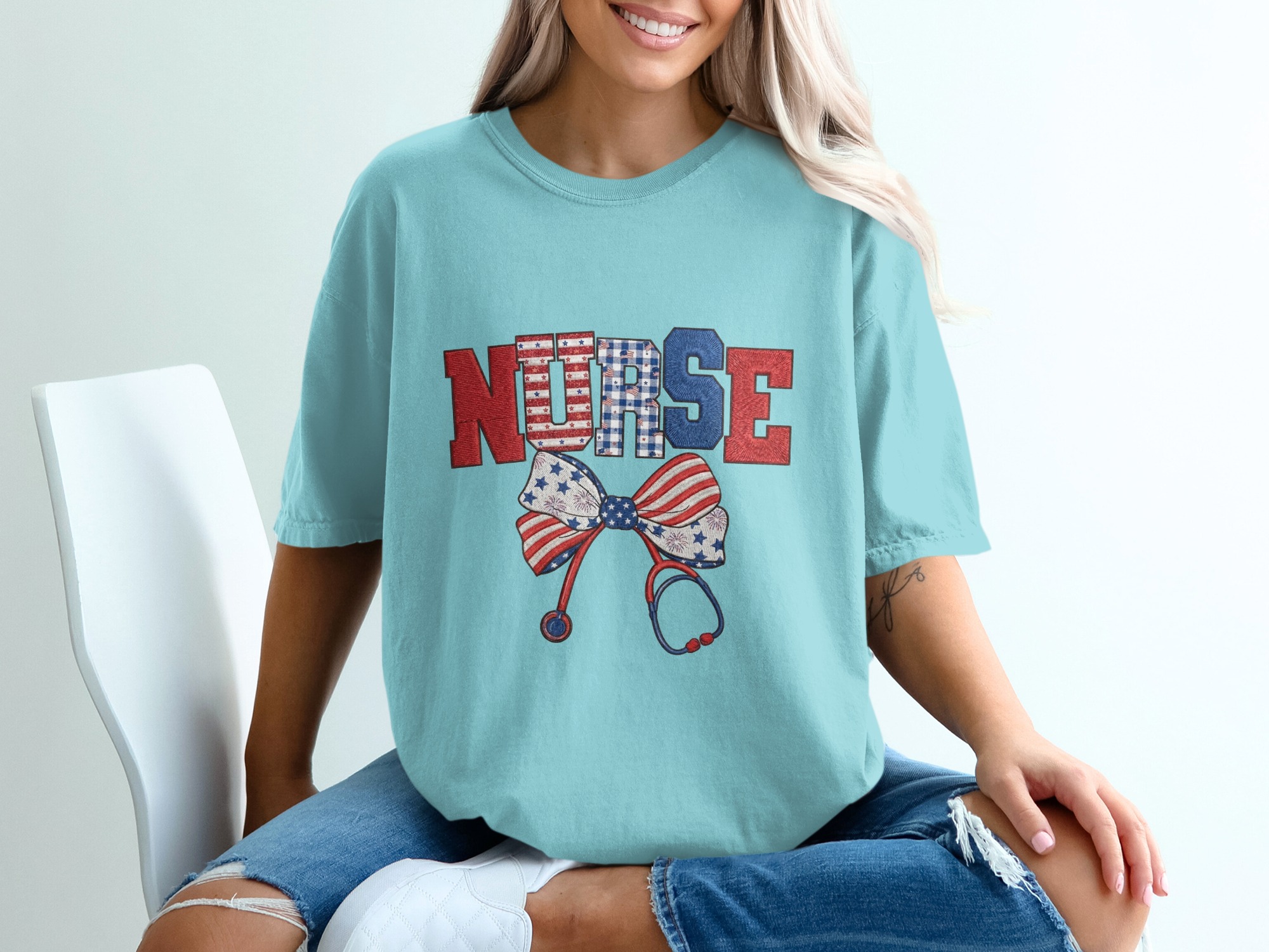 Comfort Colors® Patriotic Nurse T-Shirt, American Flag Nurse Tee, RN Gift, Stethoscope Shirt, Healthcare Hero, 4th of July, Nurse Graduation - Image 19