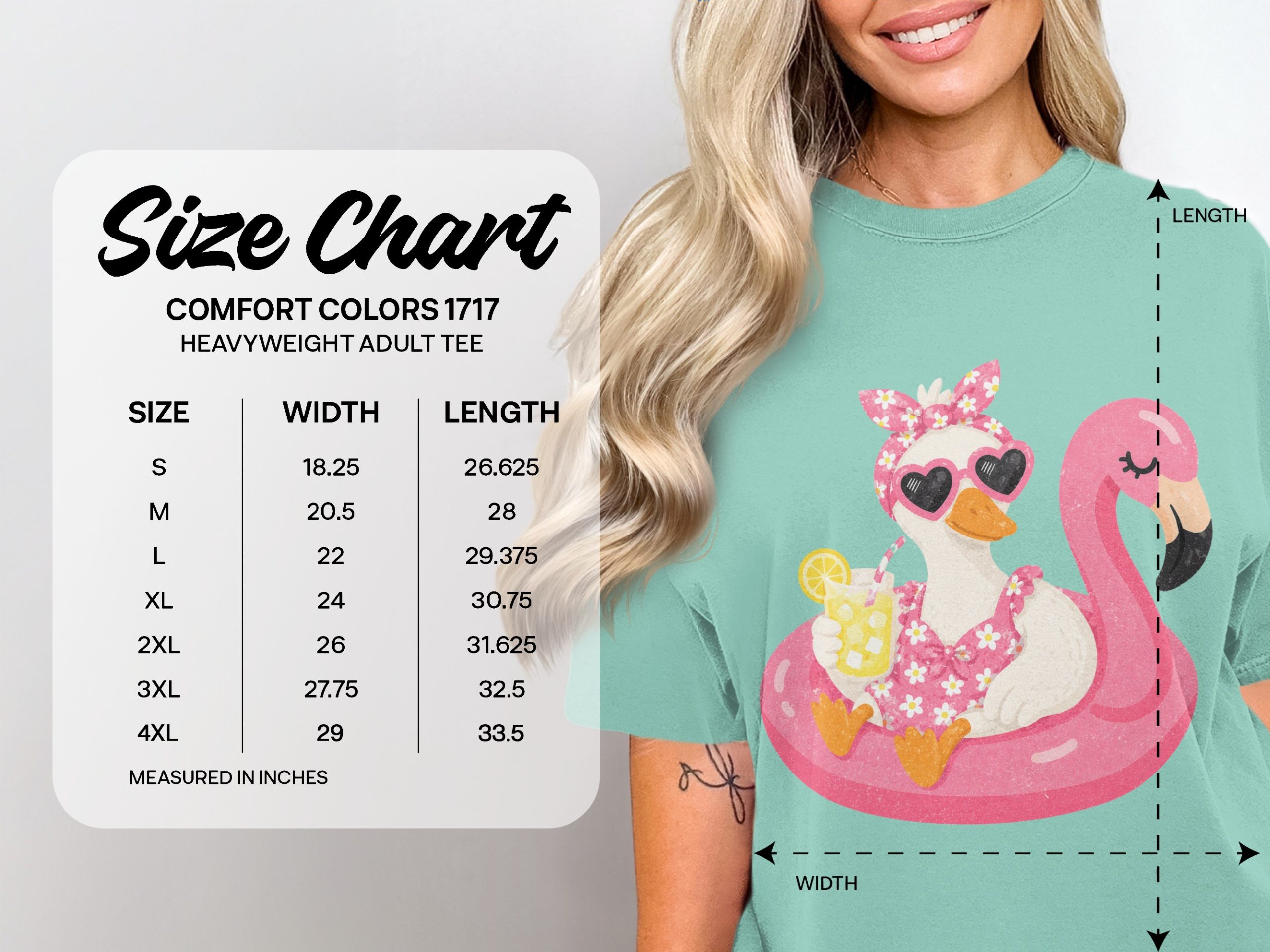 Cute Duck Flamingo Float T-Shirt, Summer Vacation Tee, Funny Animal Pool Party Graphic Shirt, Lemonade Lover Gift - Image 4