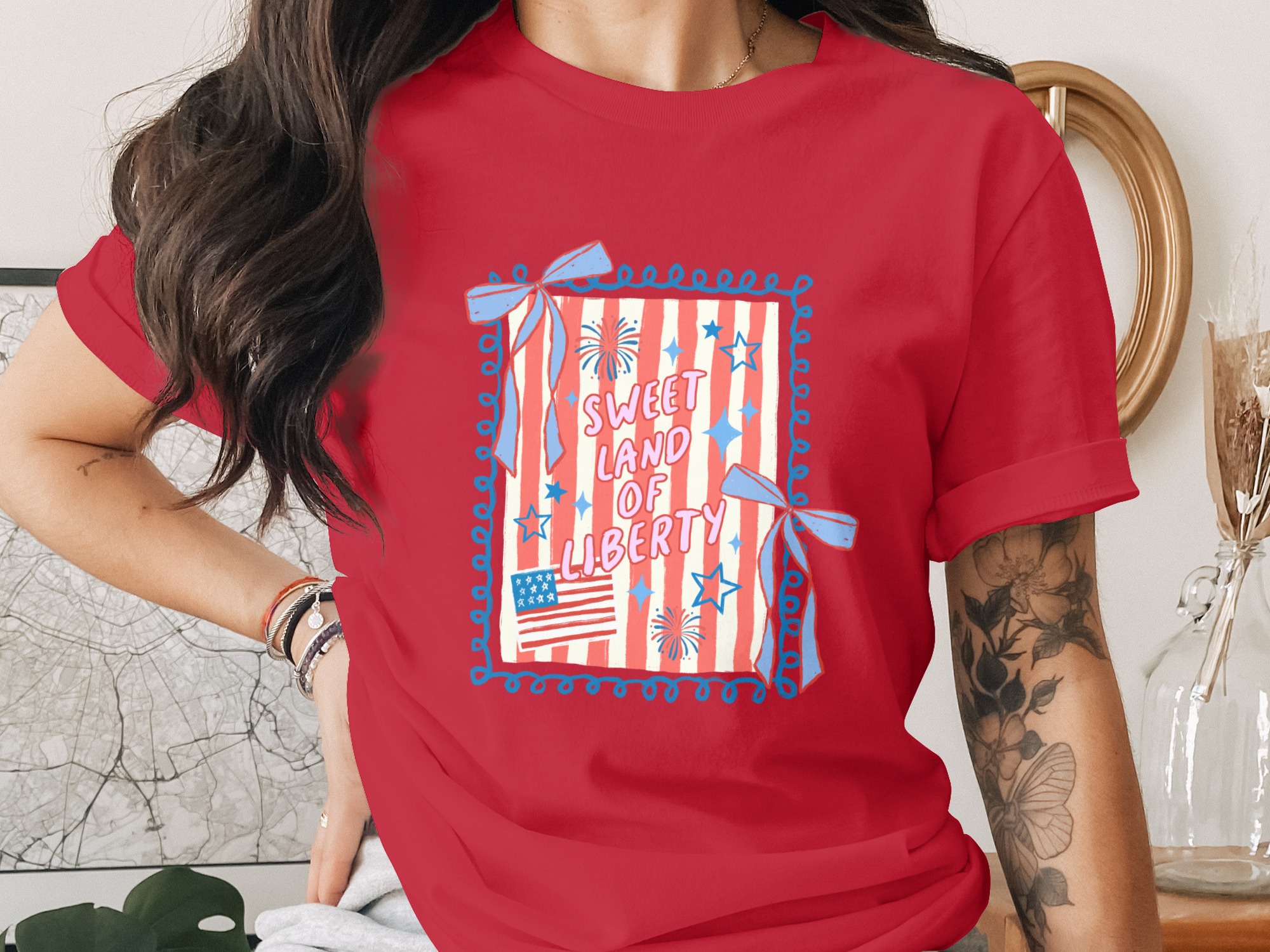 Sweet Land of Liberty T-Shirt, Patriotic American Flag Tee, Vintage Fourth of July USA Shirt, Independence Day Celebration Gift - Image 4