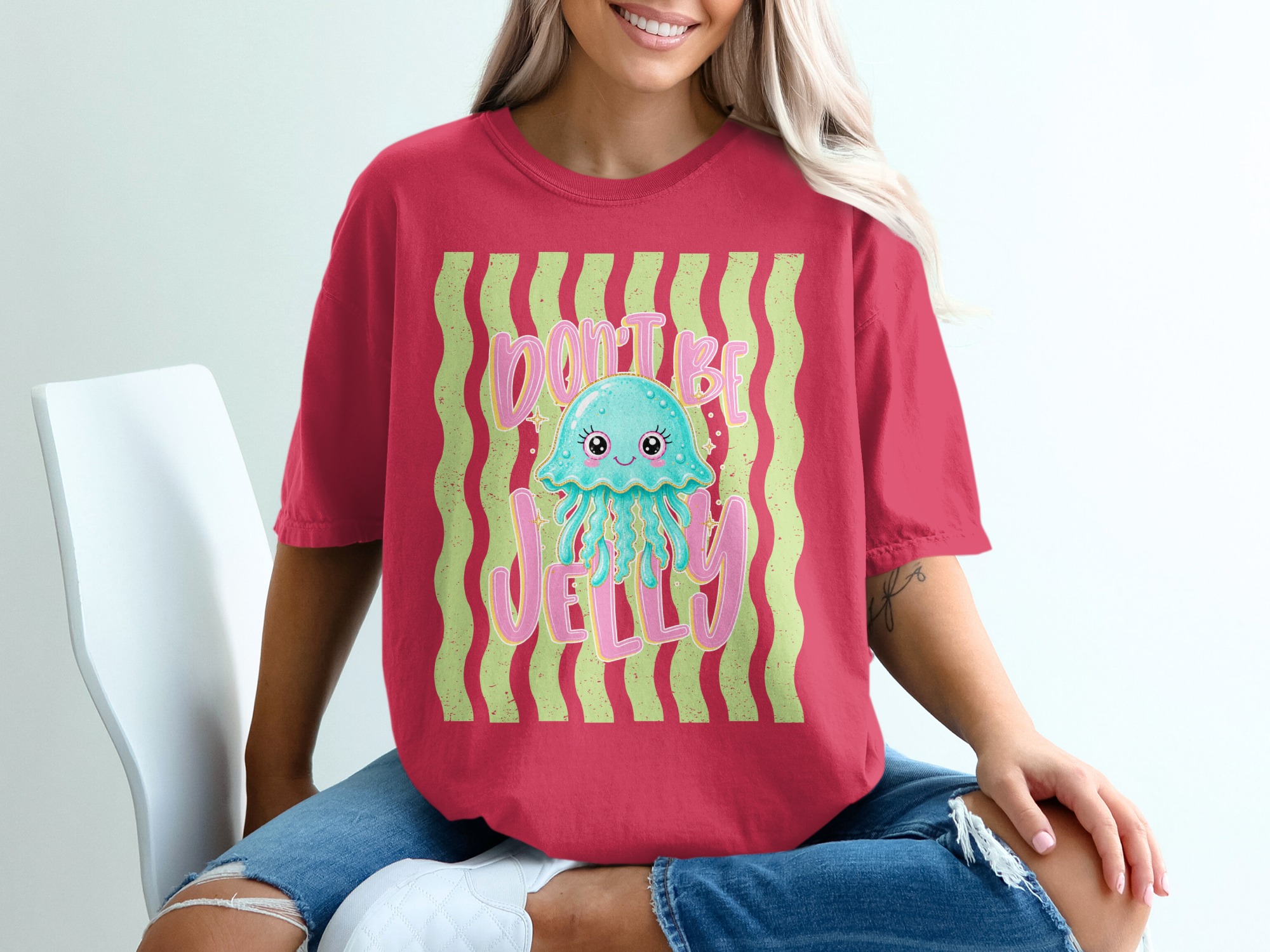 Comfort Colors® Don't Be Jelly T-Shirt, Cute Jellyfish Tee, Funny Ocean Pun Shirt, Summer Vacation Aesthetic, Kawaii Sea Creature Gift - Image 14