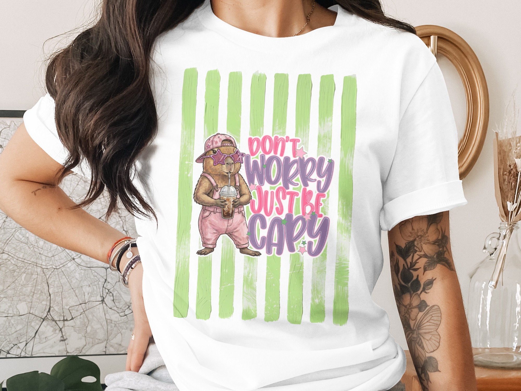 Comfort Colors® Capybara T-Shirt, Don't Worry Just Be Capy Tee, Cute Animal Lover Gift, Funny Meme Shirt, Trendy Aesthetic Top, Y2K Style