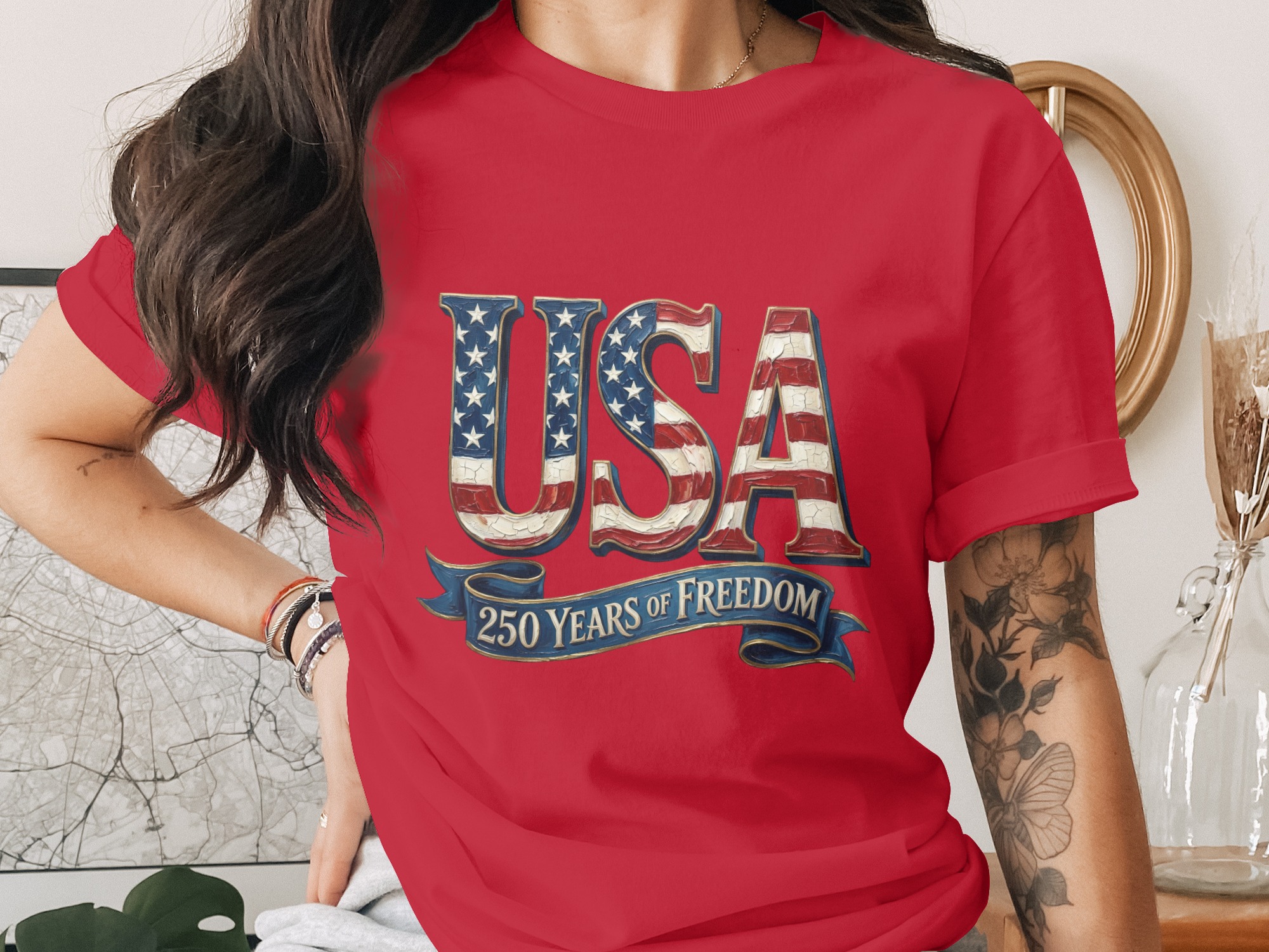 USA 250 Years of Freedom T-Shirt, Patriotic American Anniversary Tee, Vintage Flag Design, Independence Day Gift, Freedom Celebration Shirt - Image 4