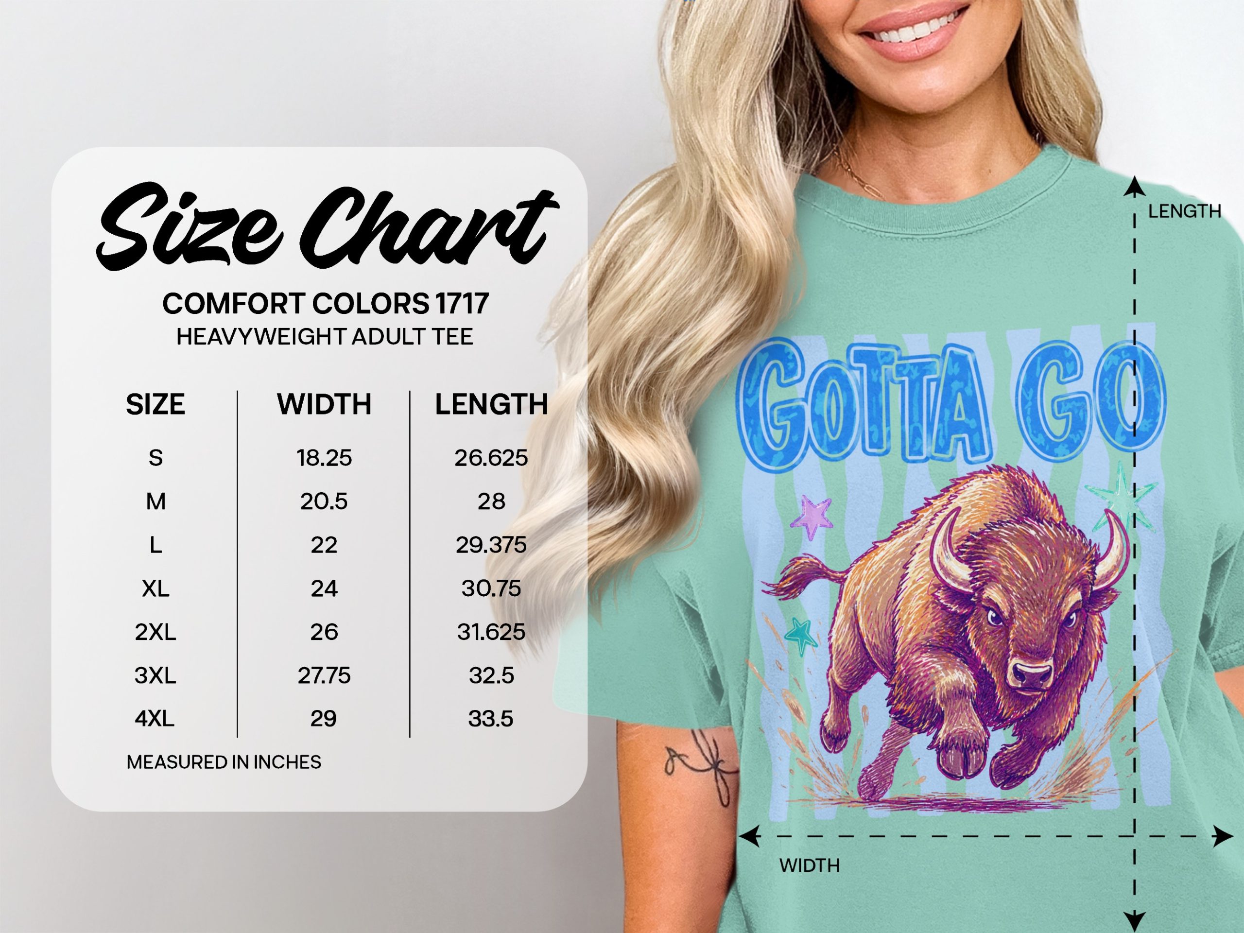 Gotta Go Bison T-Shirt, Comfort Colors ® Running Buffalo Graphic Tee, Wildlife Animal Lover Gift, Outdoorsy Nature Shirt - Image 4