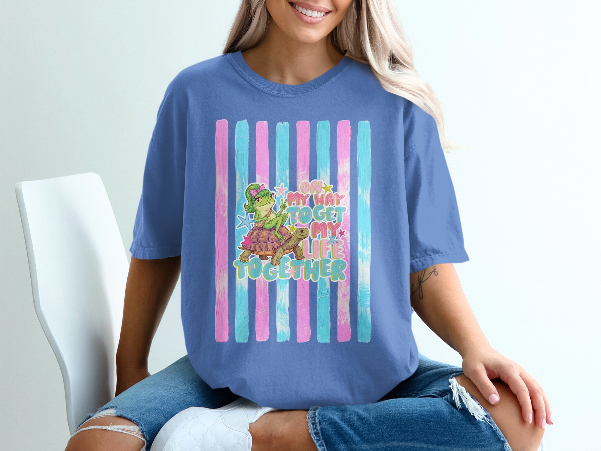 Comfort Colors ® Frog Turtle T-Shirt, On My Way To Get My Life Together Tee, Funny Adulting Shirt, Whimsical Animal Lover Gift, Cute Pastel - Image 20