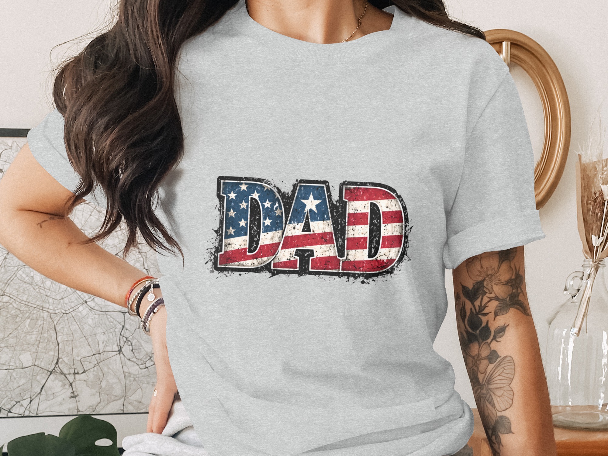 Comfort Colors® Dad T-Shirt, Patriotic American Flag Dad Shirt, Father's Day Gift, Distressed Flag Tee, Fourth of July, Gift for Papa - Image 2