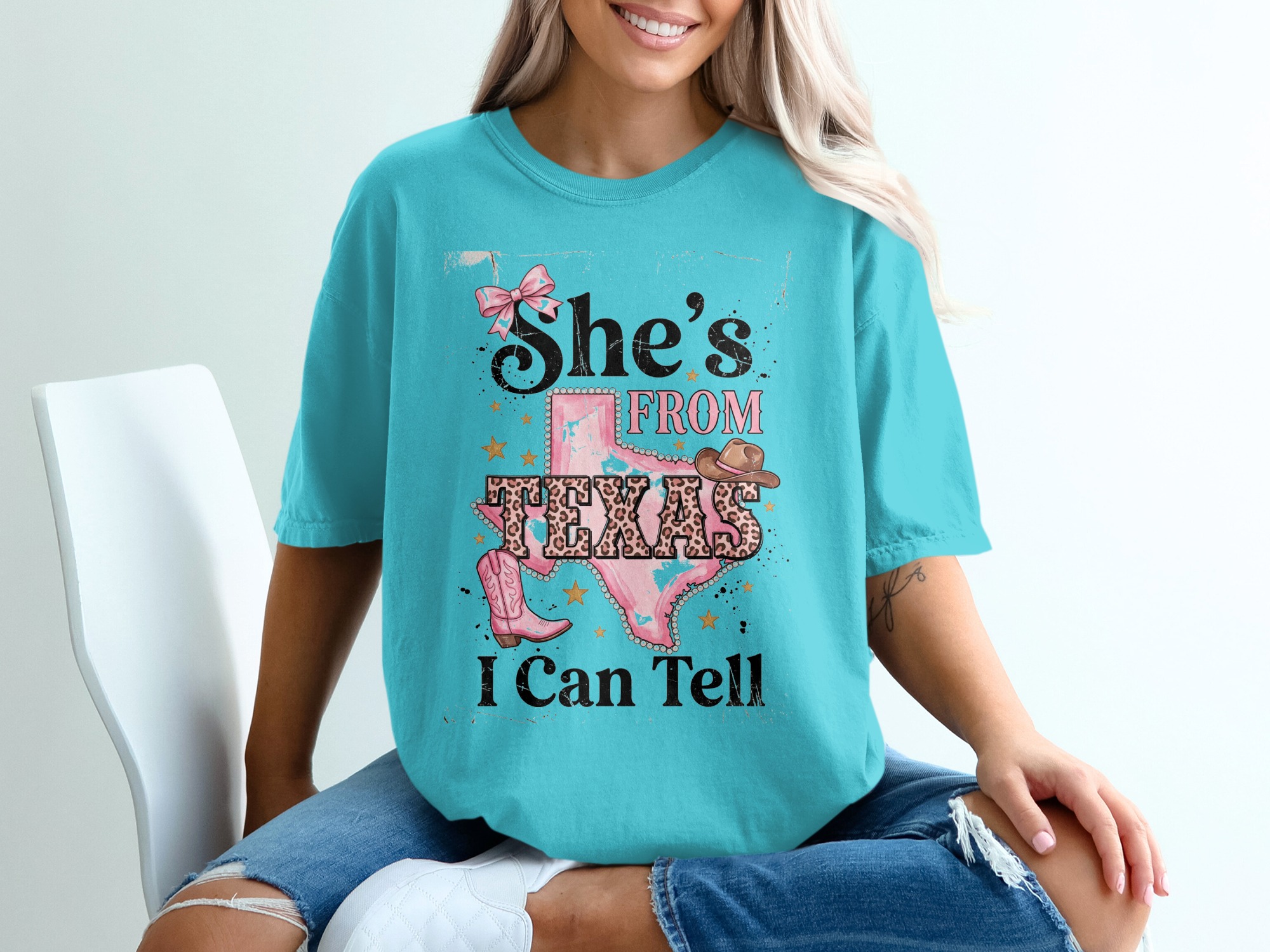 She's From Texas I Can Tell T-Shirt | Pink Leopard Print Texas Tee | Southern Cowgirl Shirt | Texas Pride Gift for Her | Western Style Texas - Image 9