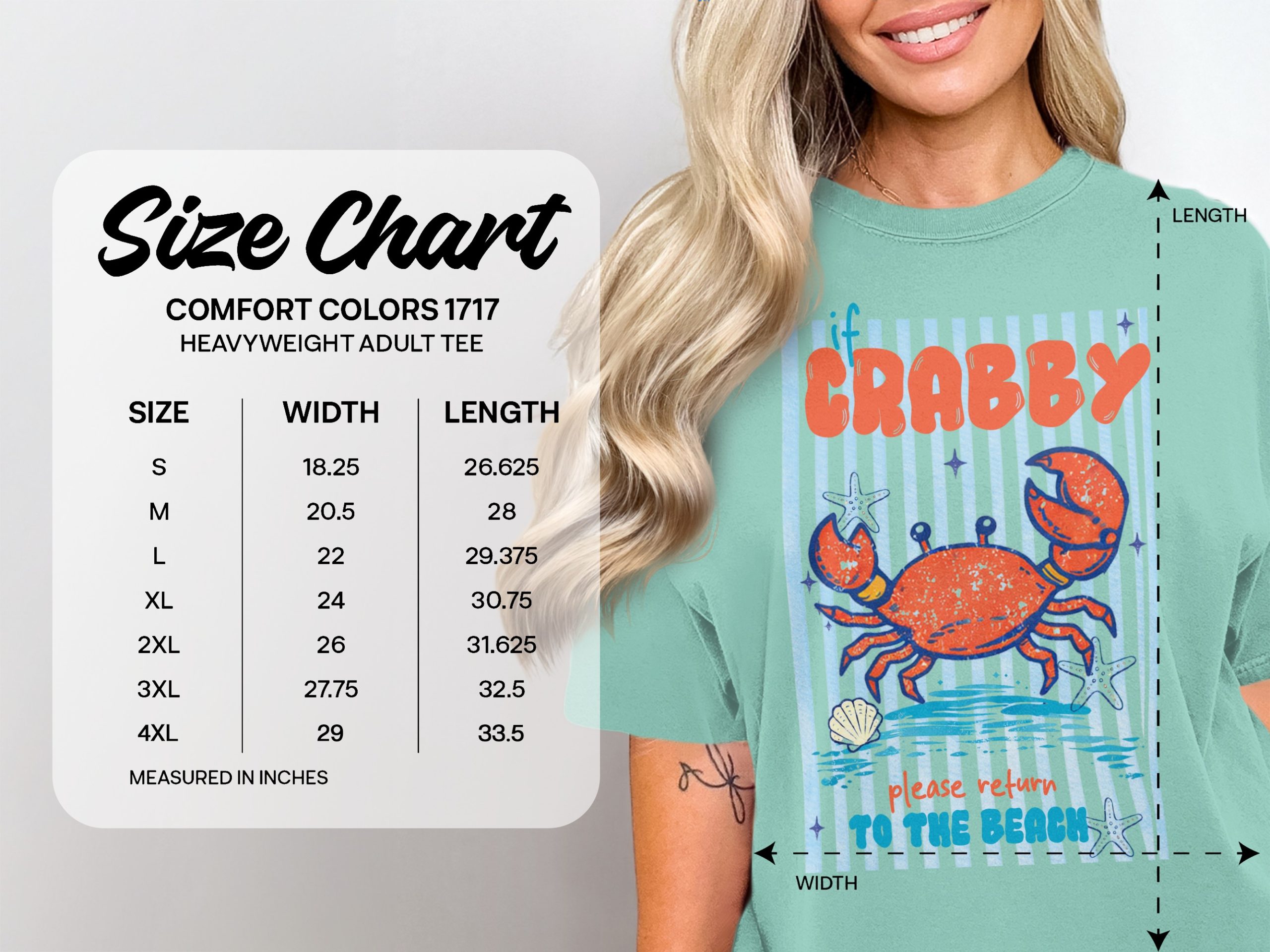Crabby T-Shirt | If Crabby Please Return to The Beach Tee | Funny Summer Vacation Shirt | Beach Lover Gift | Coastal Ocean Crab Graphic Tee - Image 4