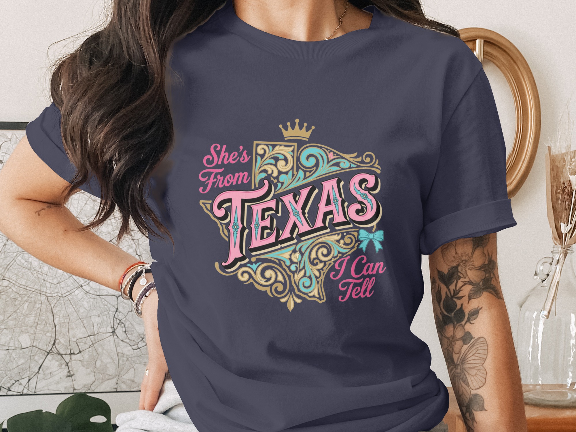 Texas T-Shirt She's From Texas I Can Tell Tee, Southern Belle Texas Shirt, Cute Western Style Texas Girl Gift, State Pride Top, Texas Crown - Image 3