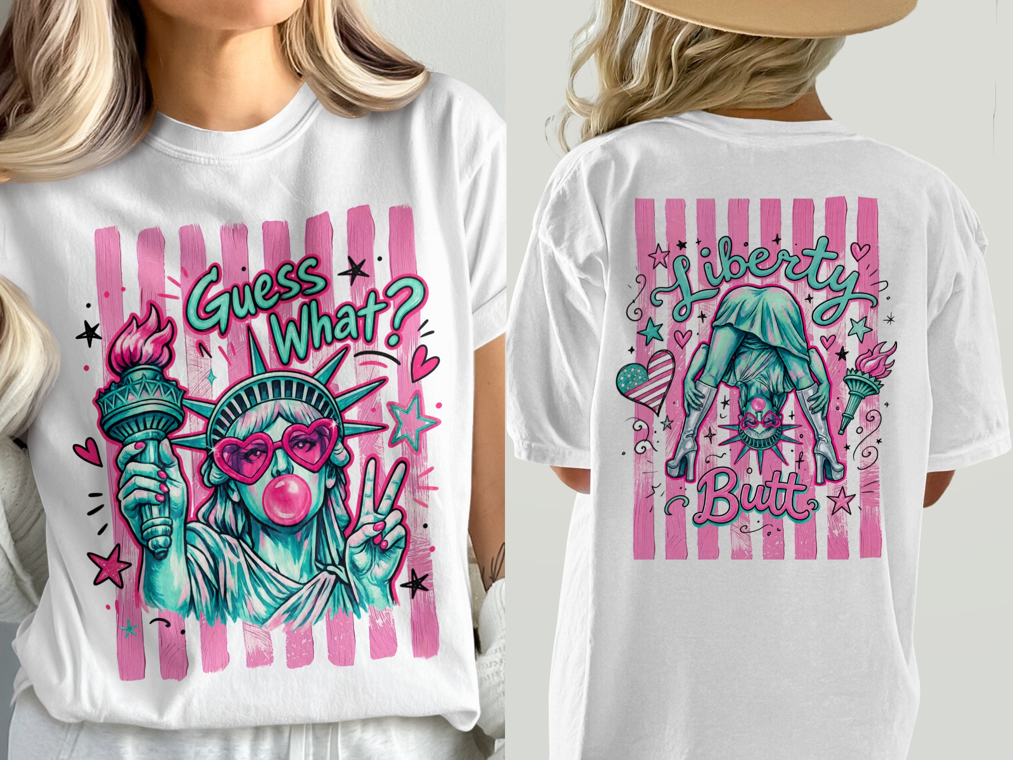 Sassy Statue of Liberty T-Shirt, Comfort Colors ® Pink Pop Art Y2K Tee, Bubblegum Liberty Peace Sign Graphic Shirt, Fun American Icon Gift