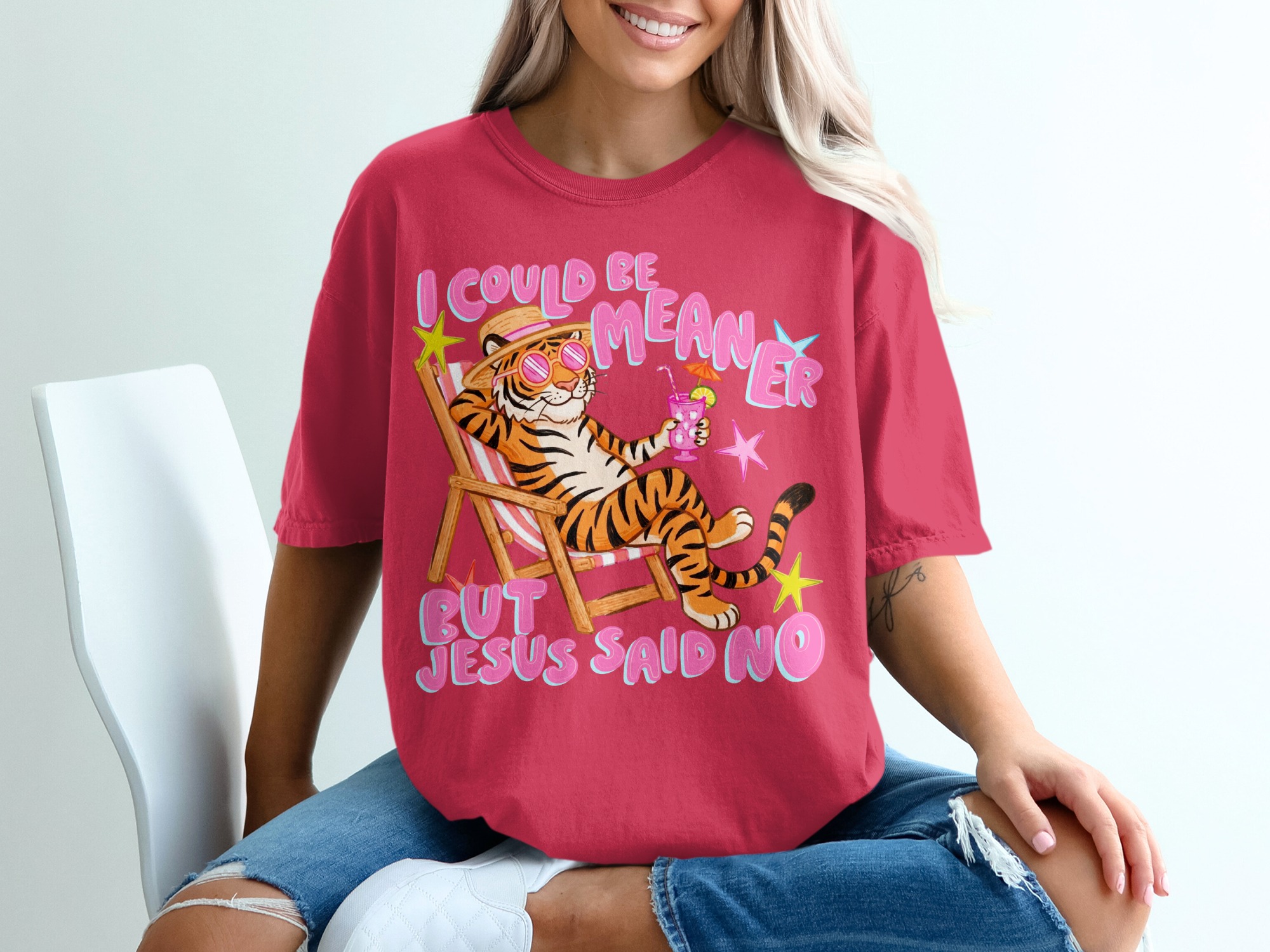 Sarcastic Jesus Said No T-Shirt, Funny Christian Meme Tee, Chill Tiger Vacation Shirt, Witty Faith Humor Gift, Bible Quote Tee - Image 14