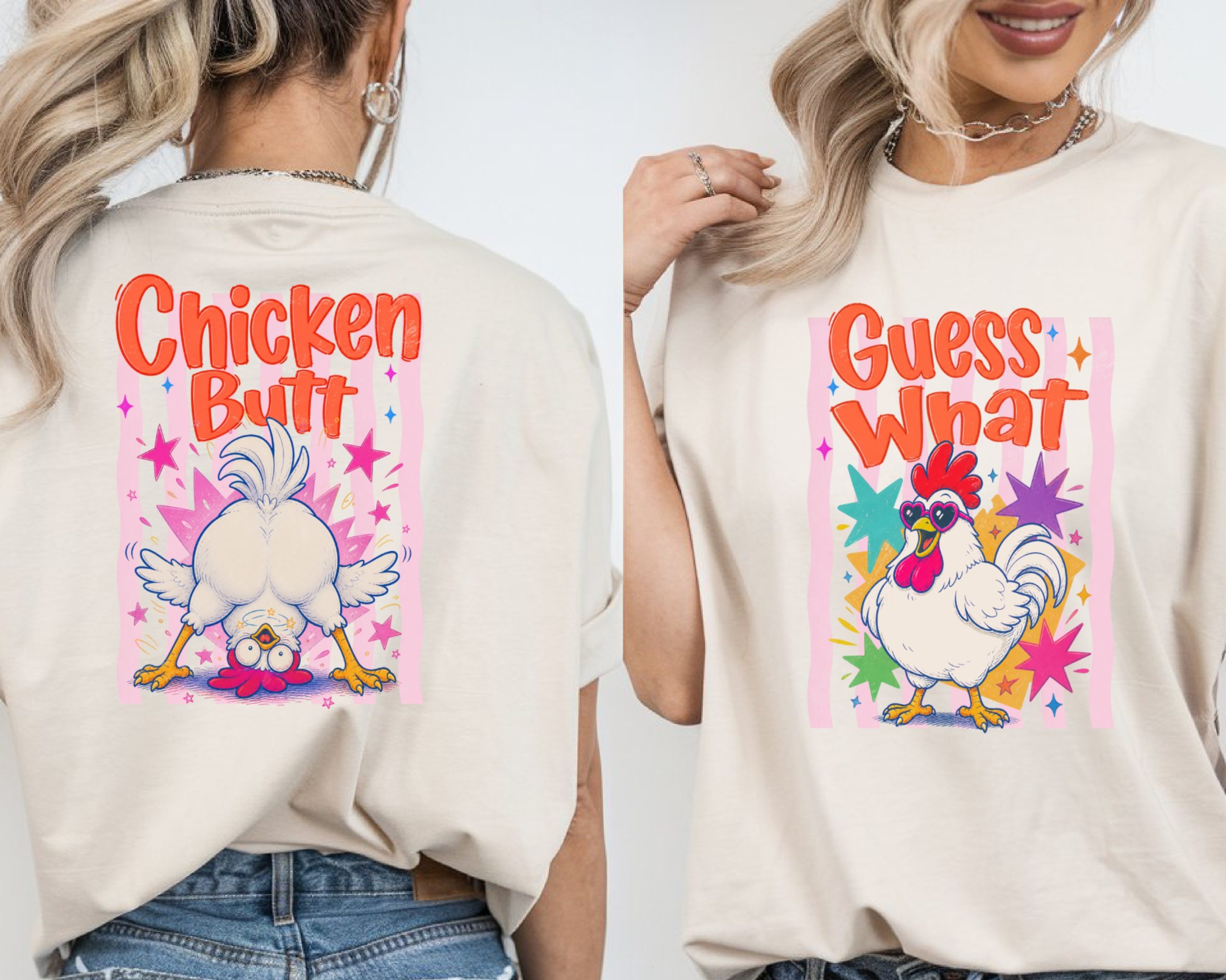 Funny Chicken Butt T-Shirt, Comfort Colors 1717®, Guess What Graphic Tee, Rooster Shirt, Front and Back Design, Farm Humor Gift - Image 2