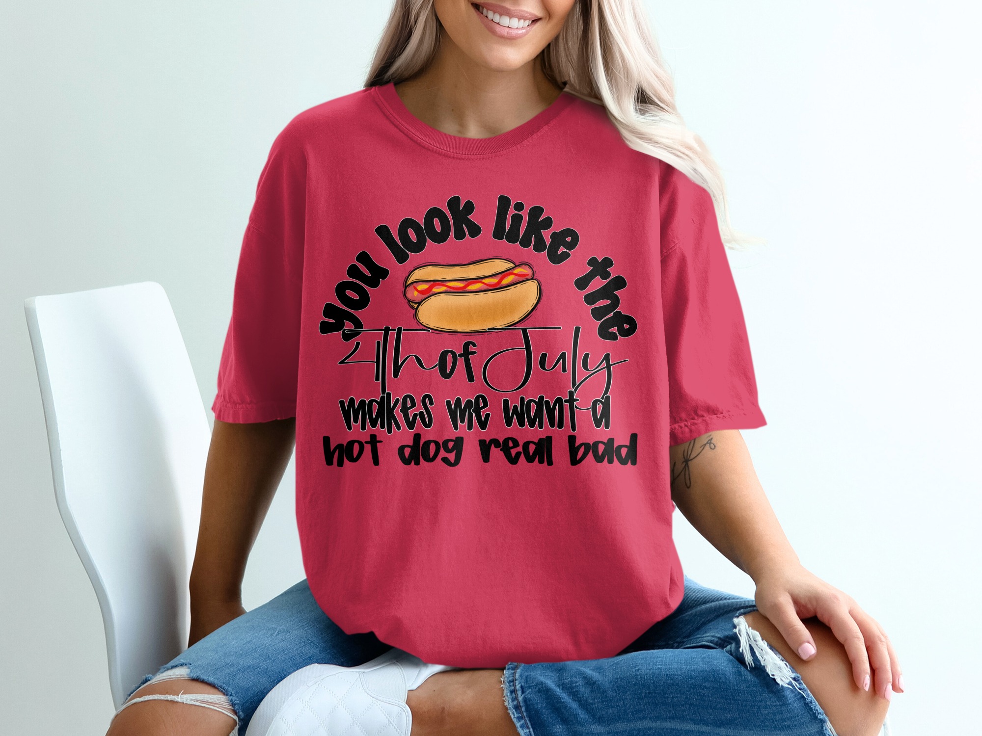Funny 4th of July Hot Dog T-Shirt, Independence Day Tee, Patriotic Summer BBQ Gift, Witty July Fourth Hot Dog Lover Apparel - Image 14