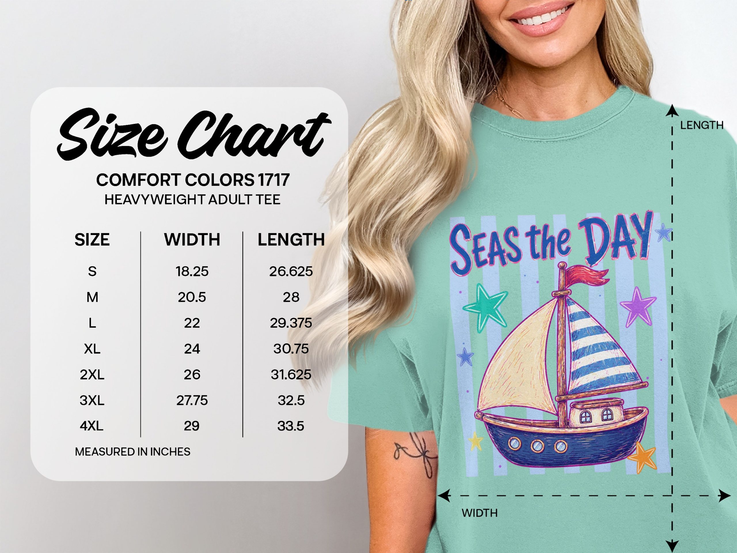 SEAS the DAY T-Shirt, Comfort Colors ® Nautical Boat Tee, Summer Vacation Shirt, Ocean Lover Gift, Beach Life, Sailboat Apparel, Cruise Trip - Image 4