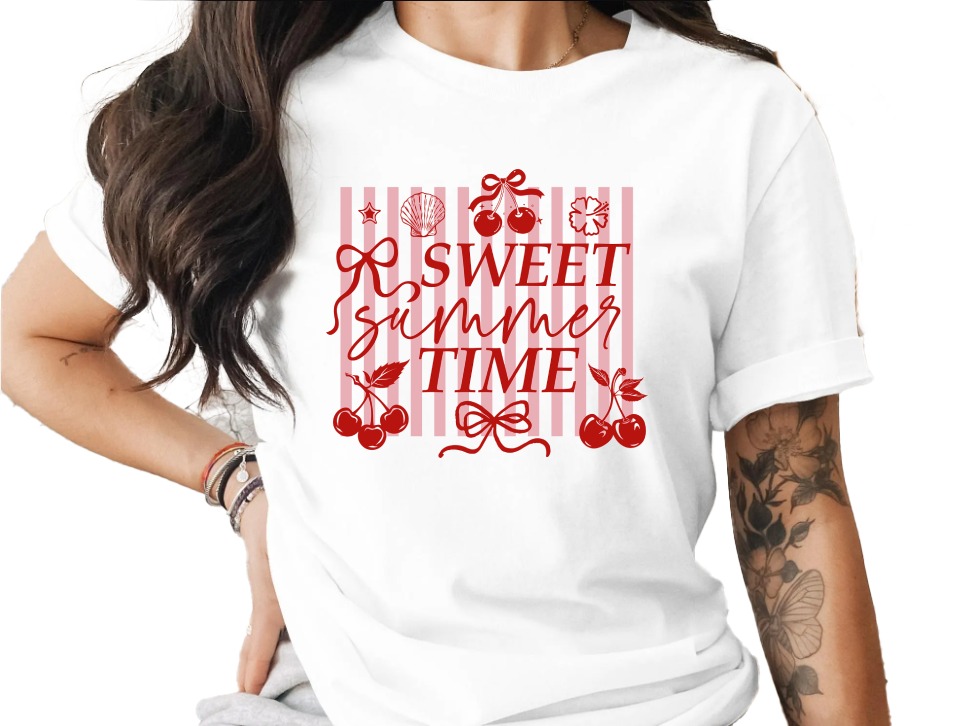 Sweet Summer Time Cherry T-Shirt, Retro Summer Vacation Tee, Cute Coquette Aesthetic Beach Vibes Shirt, Gift For Her