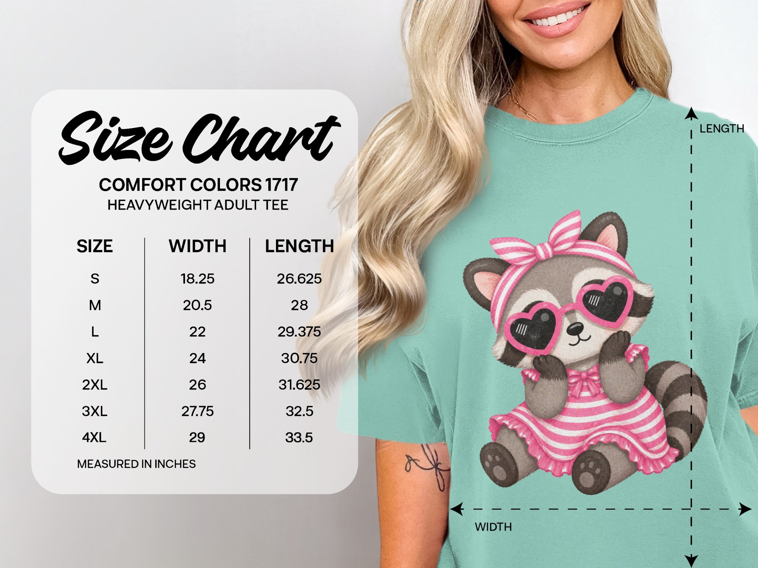 Cute Raccoon Pink Heart Sunglasses T-Shirt - Image 4