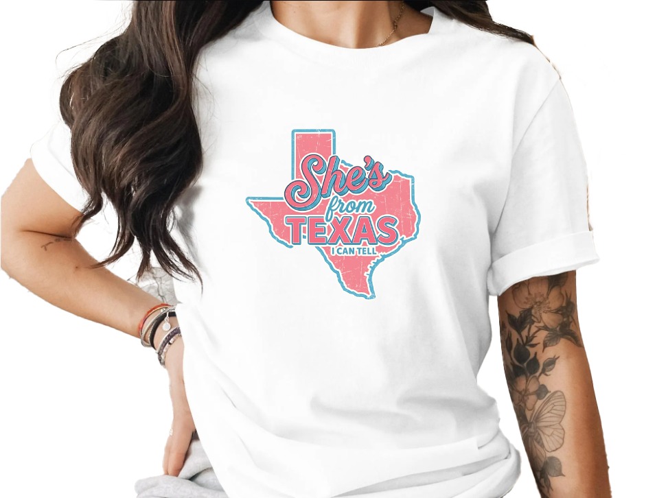 She's From Texas T-Shirt, Texas I Can Tell Tee, Vintage Texas Women's Shirt, Retro Texas Pride Top, Southern Girl Gift for Her, Texas Lover