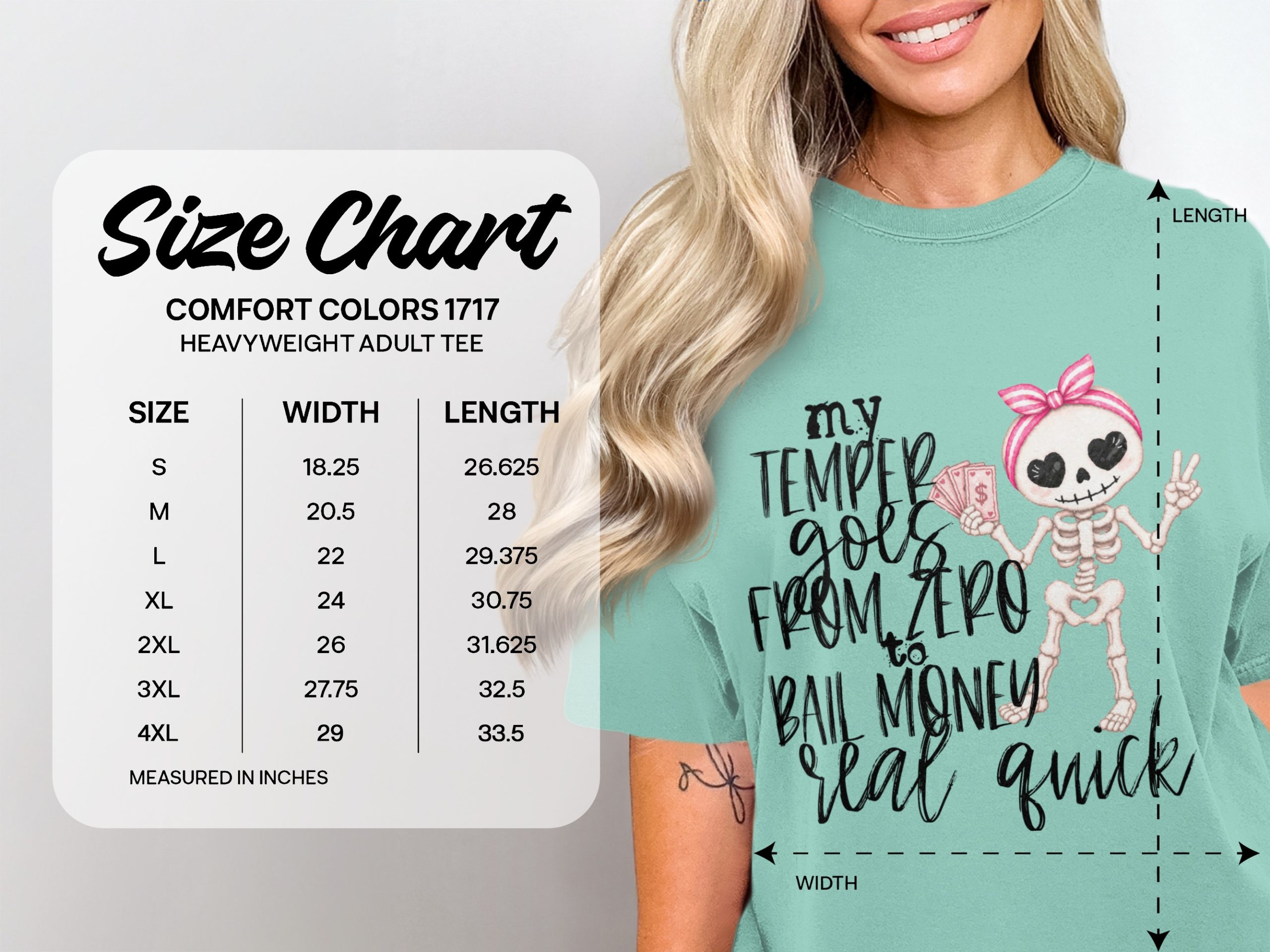 Sassy Skeleton "Bail Money" Quick Temper T-Shirt - Image 4