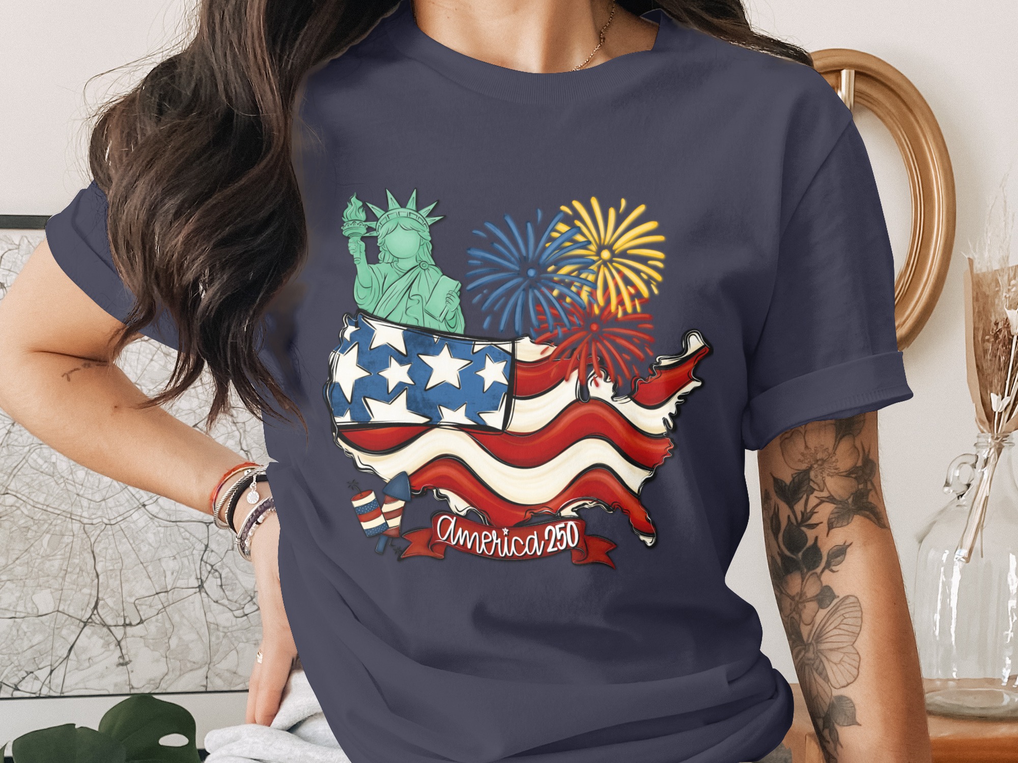 America 250 Shirt, Patriotic USA T-Shirt, 4th of July Celebration Tee, Statue of Liberty United States Flag Shirt, American History Gift - Image 3