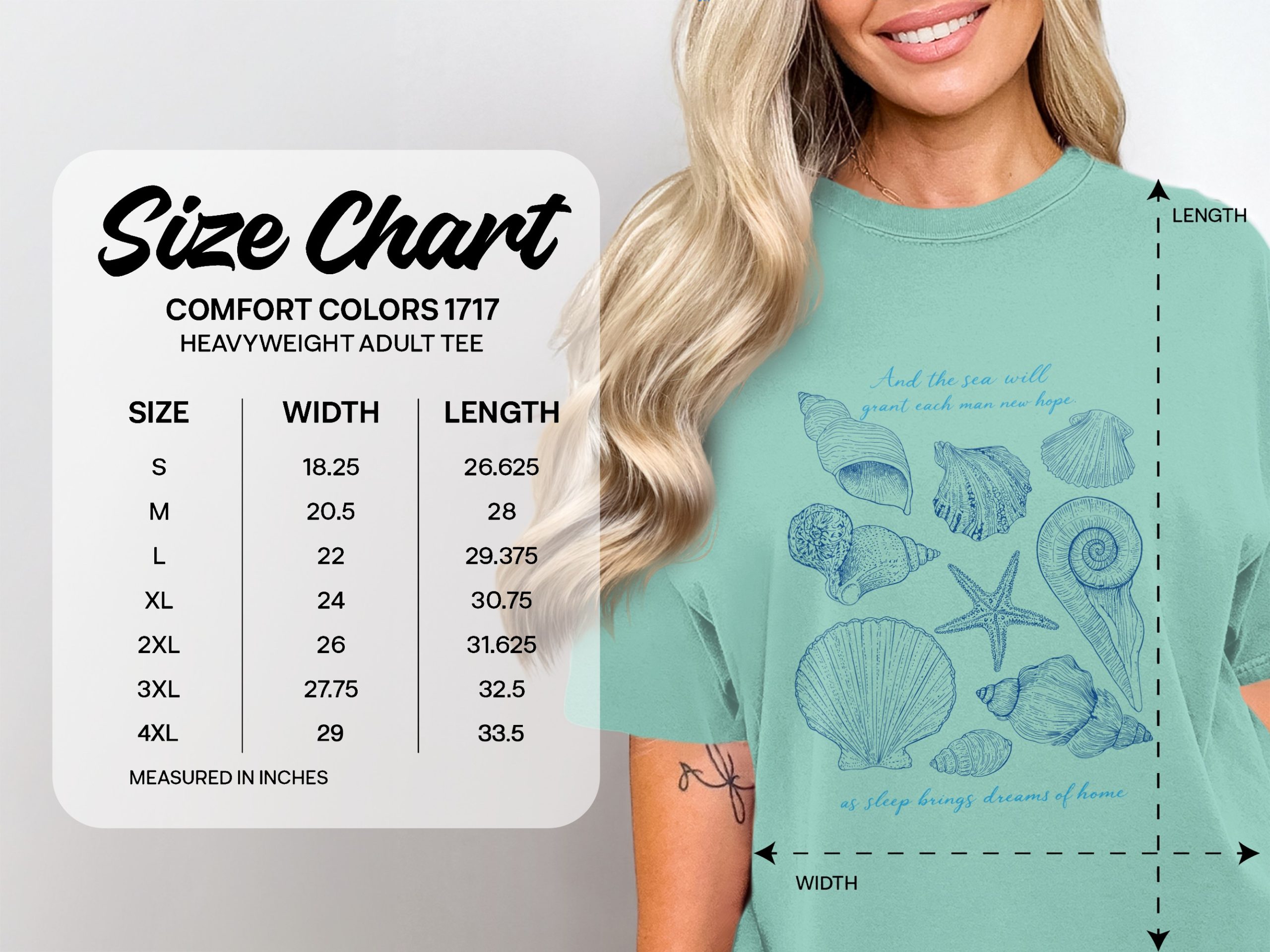 Coastal Seashell T-Shirt, Comfort Colors ®, Ocean Lover Beach Vacation Tee, Sea Quote Top, Marine Life Art, Nautical Aesthetic Shirt - Image 4