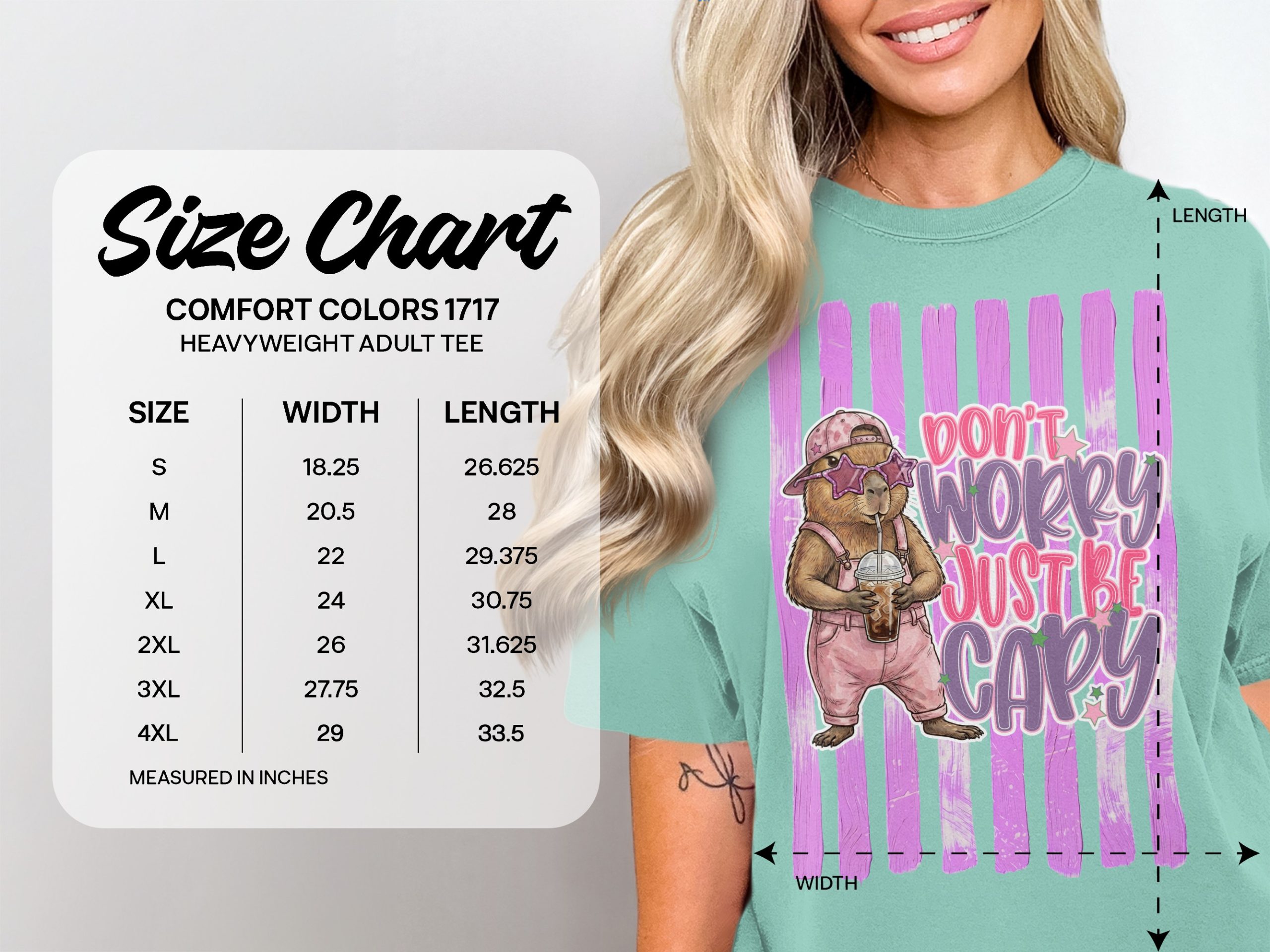 Comfort Colors® Capybara T-Shirt, Don't Worry Just Be Capy, Cute Animal Tee, Trendy Iced Coffee Capybara Gift, Whimsical Shirt For Her - Image 5