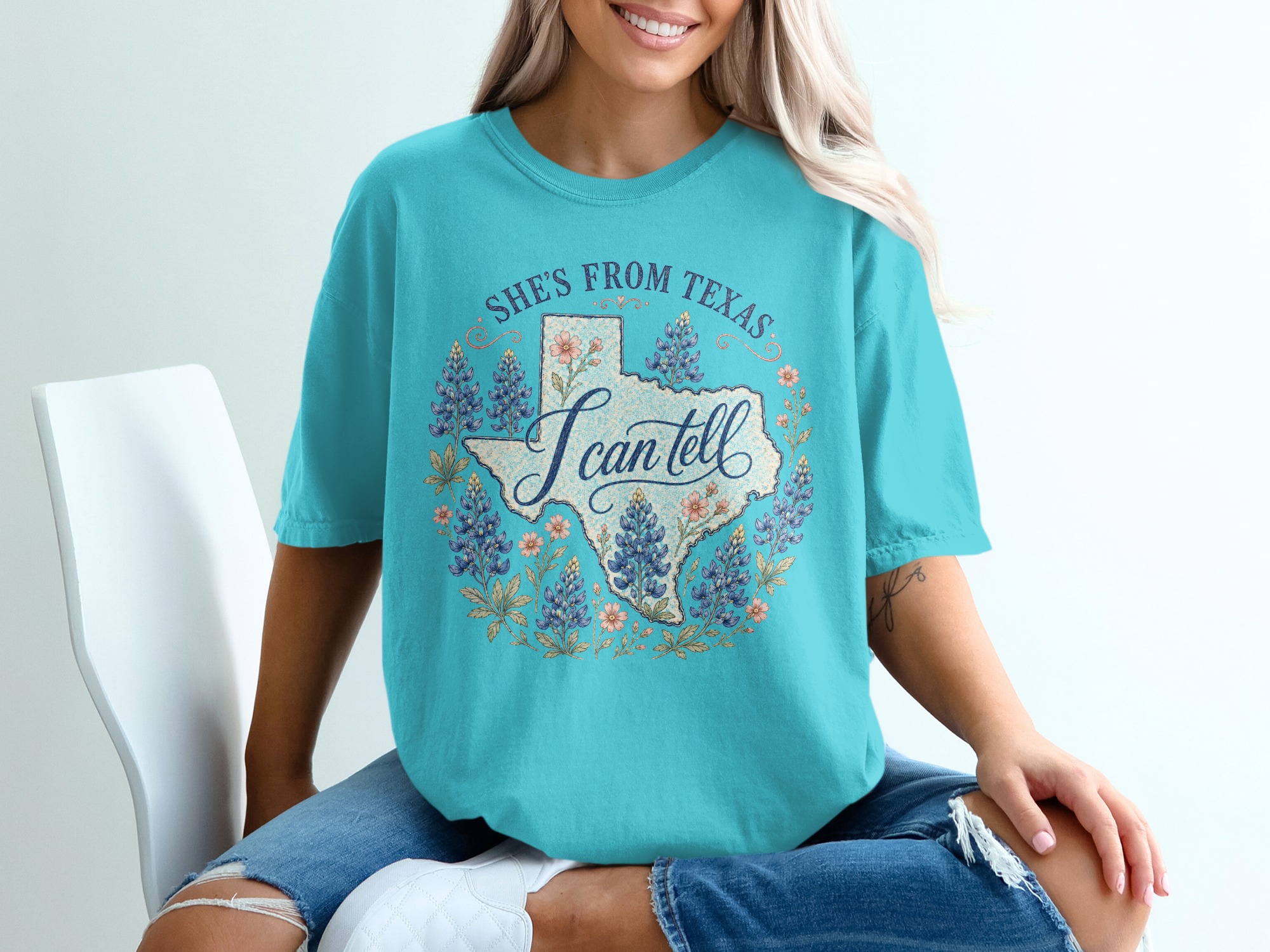 She's From Texas T-Shirt, Bluebonnet Texas State Pride Shirt for Women, Southern Texas Girl Gift, Texas Lover Tee - Image 9