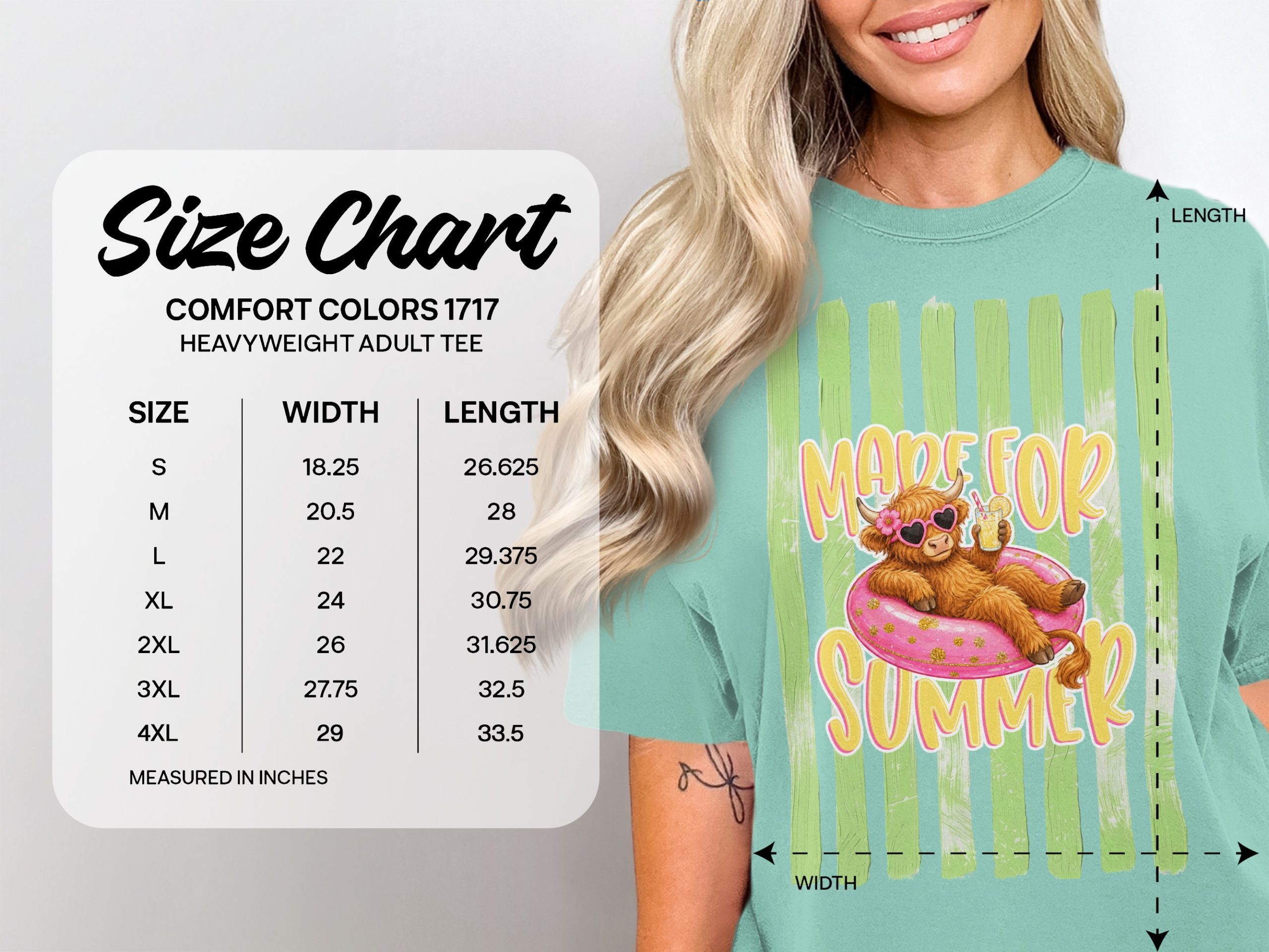 Comfort Colors® Made For Summer T-Shirt, Highland Cow Tee, Cute Animal Vacation Shirt, Summer Vibe Top, Whimsical Farm Animal Graphic Tee - Image 5